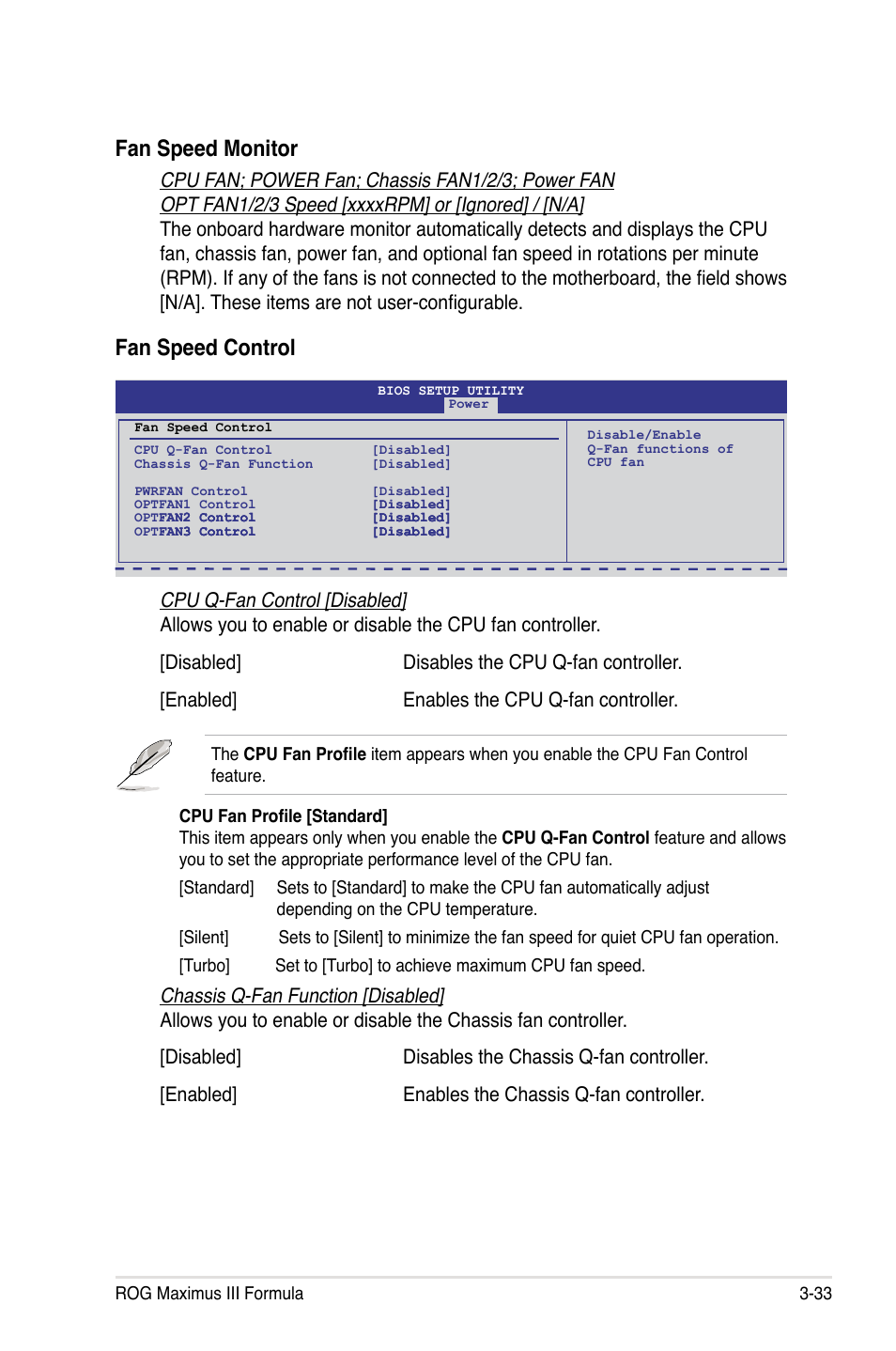 Fan speed monitor, Fan speed control | Asus Maximus III Formula User Manual | Page 107 / 172