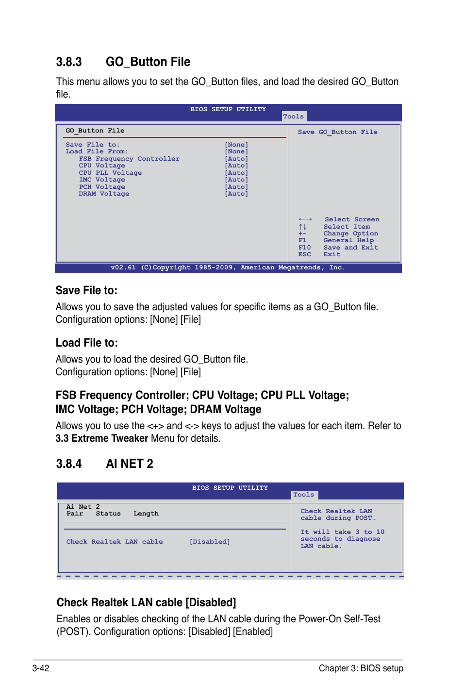 3 go_button file, 4 ai net 2, Save file to | Load file to, Check realtek lan cable [disabled | Asus Maximus III Formula User Manual | Page 116 / 172