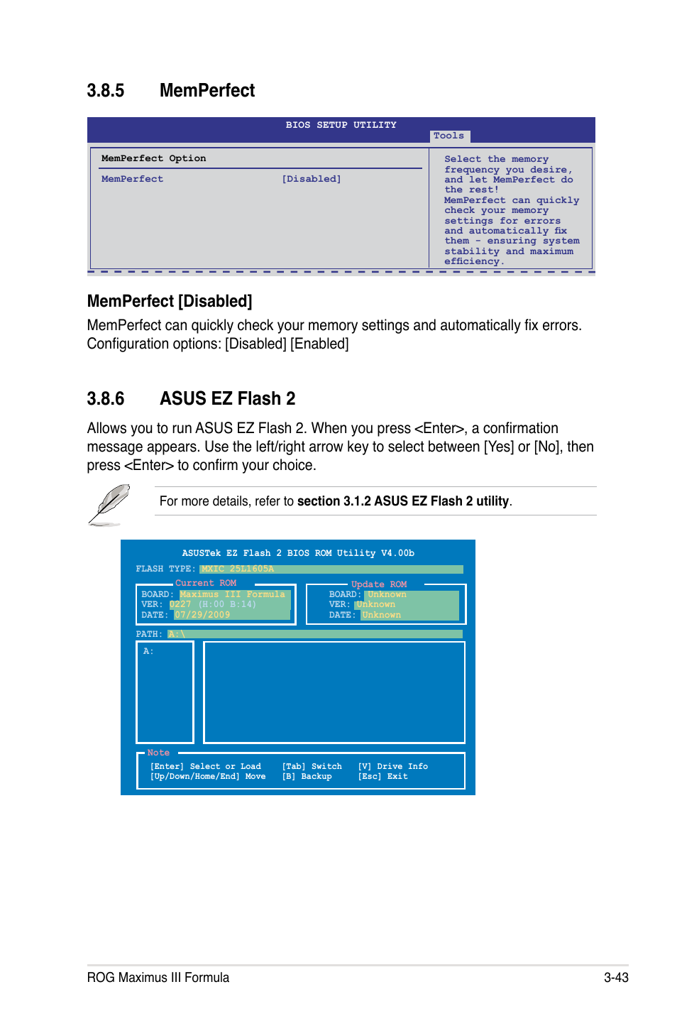 5 memperfect, 6 asus ez flash 2, Memperfect [disabled | Asus Maximus III Formula User Manual | Page 117 / 172