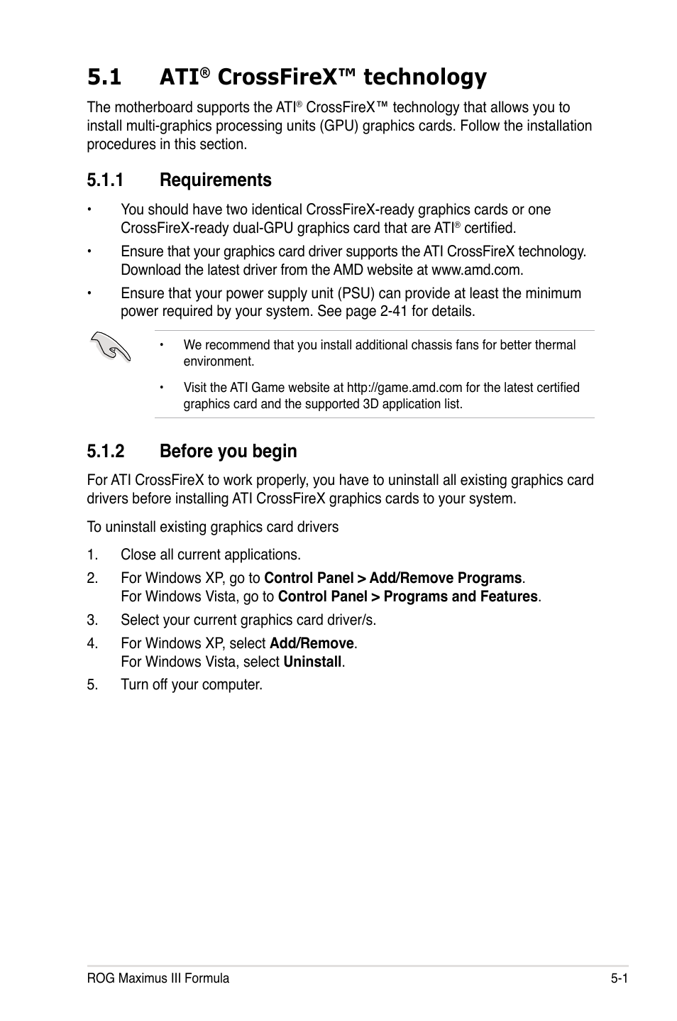 1 ati, Crossfirex™ technology, 1 requirements | 2 before you begin | Asus Maximus III Formula User Manual | Page 159 / 172