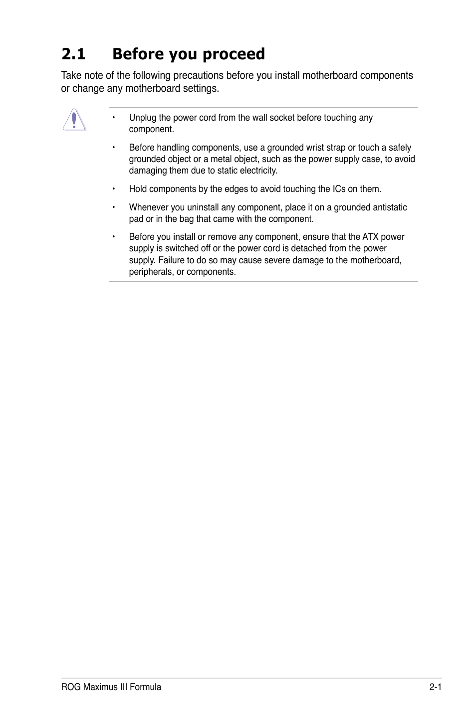 1 before you proceed | Asus Maximus III Formula User Manual | Page 29 / 172