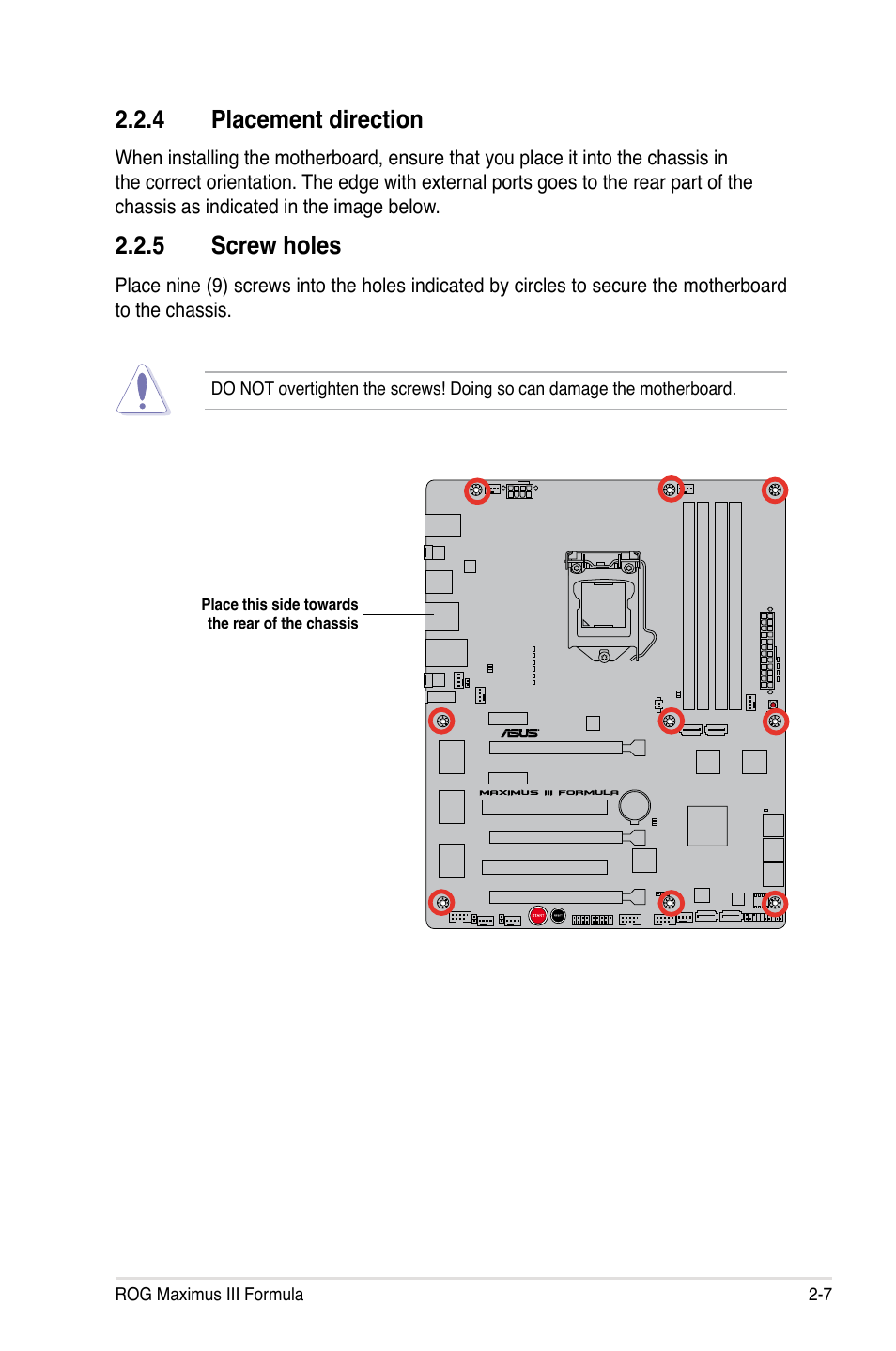 4 placement direction, 5 screw holes | Asus Maximus III Formula User Manual | Page 35 / 172