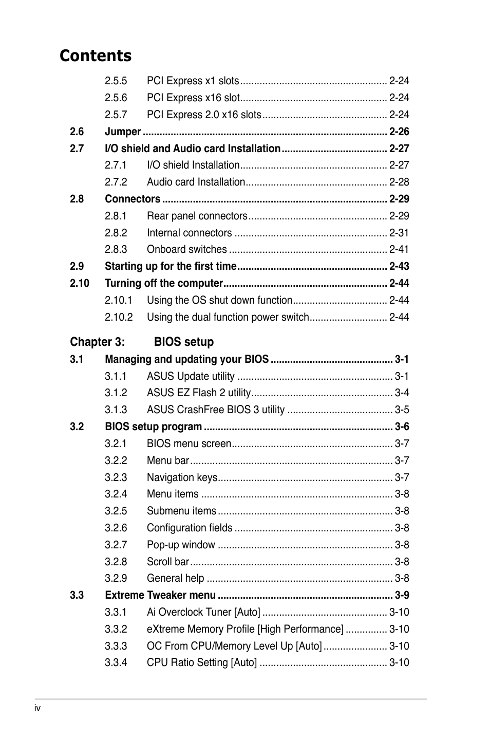 Asus Maximus III Formula User Manual | Page 4 / 172