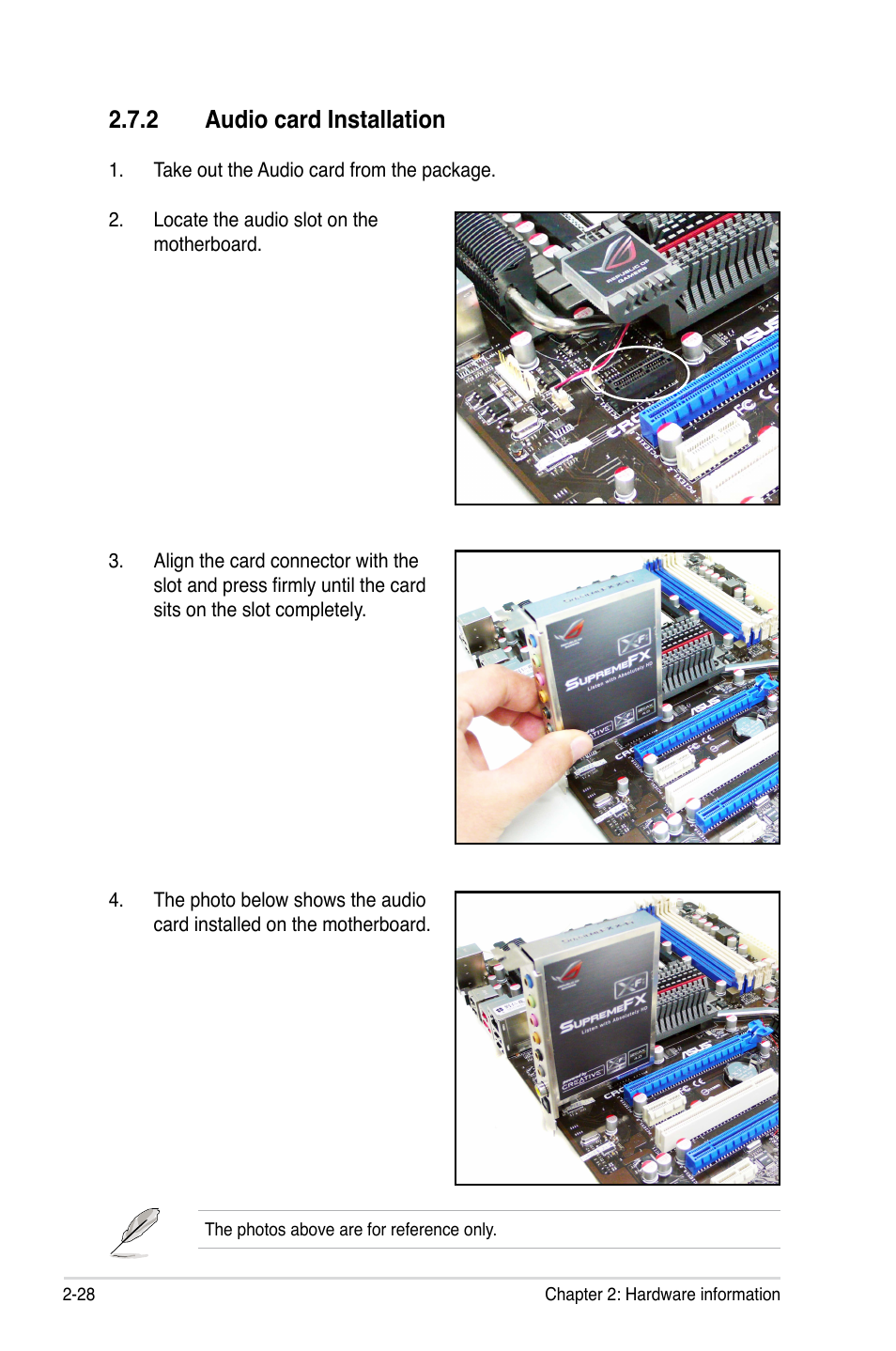 2 audio card installation | Asus Maximus III Formula User Manual | Page 56 / 172