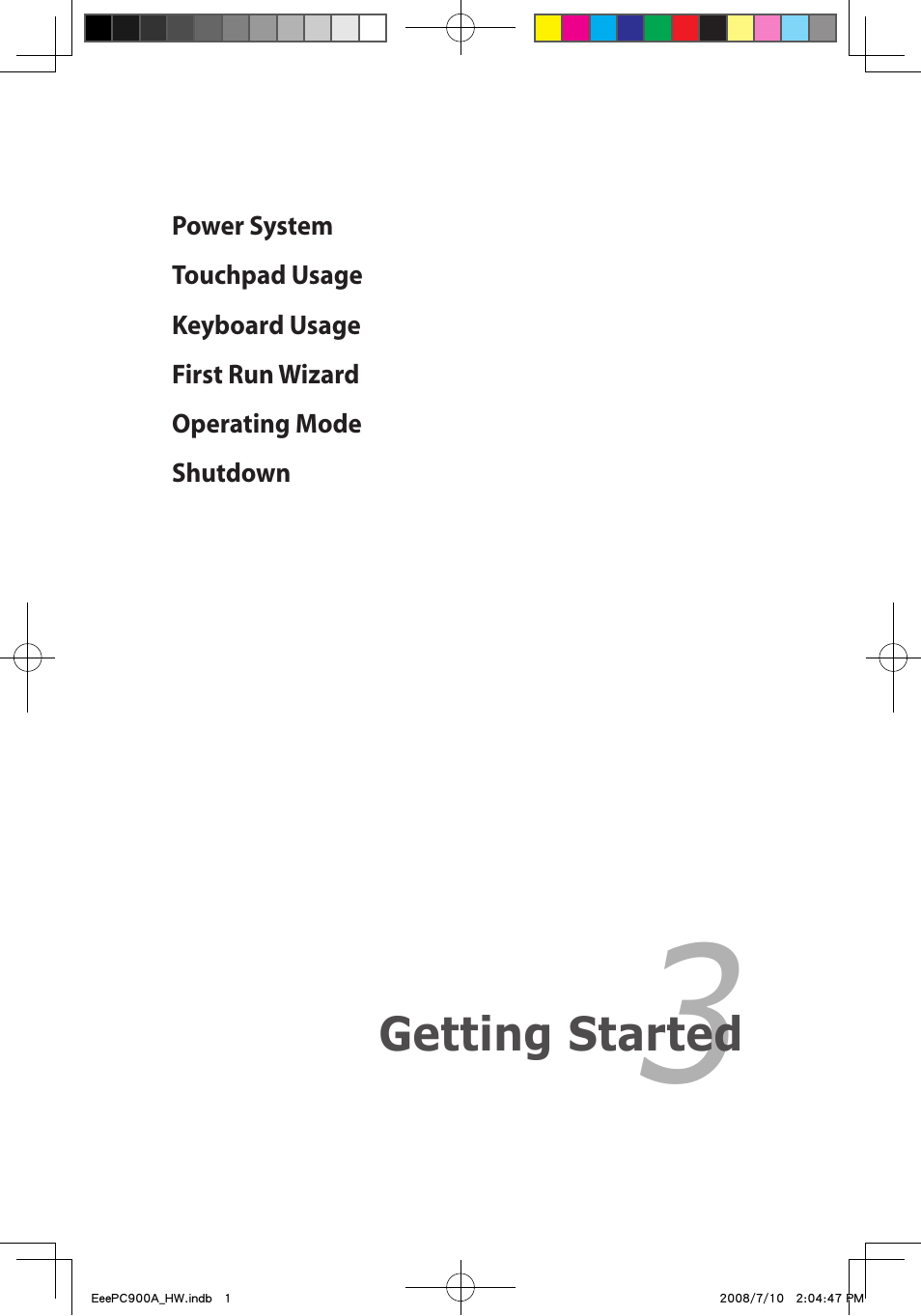 Getting started | Asus Eee PC 900A/Linux User Manual | Page 23 / 66