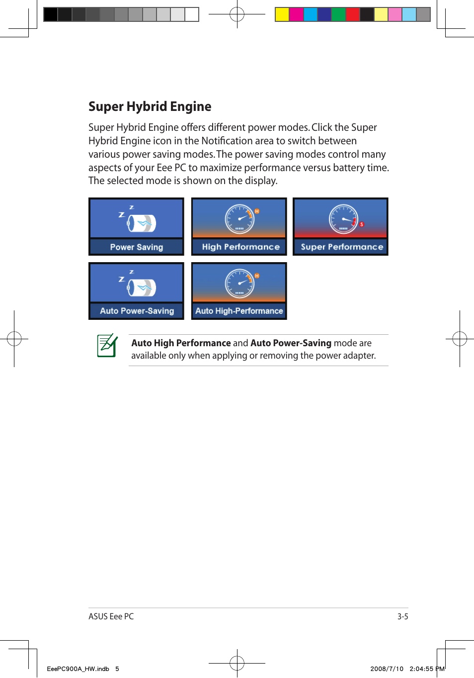 Super hybrid engine | Asus Eee PC 900A/Linux User Manual | Page 27 / 66