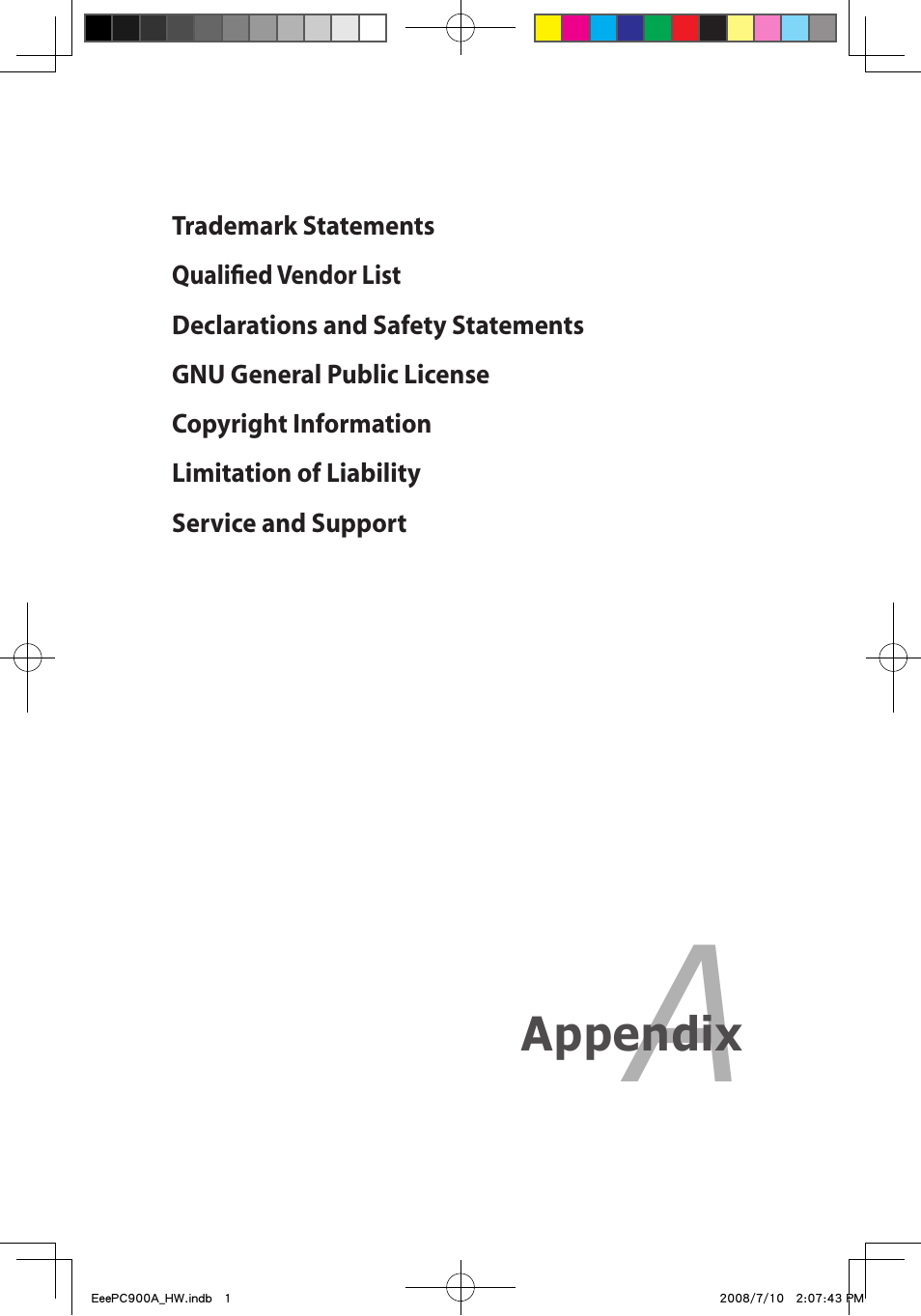 Appendix | Asus Eee PC 900A/Linux User Manual | Page 37 / 66