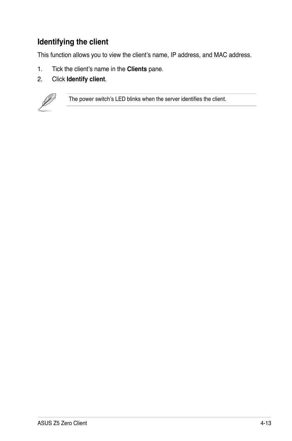 Identifying the client | Asus Z5 User Manual | Page 45 / 50