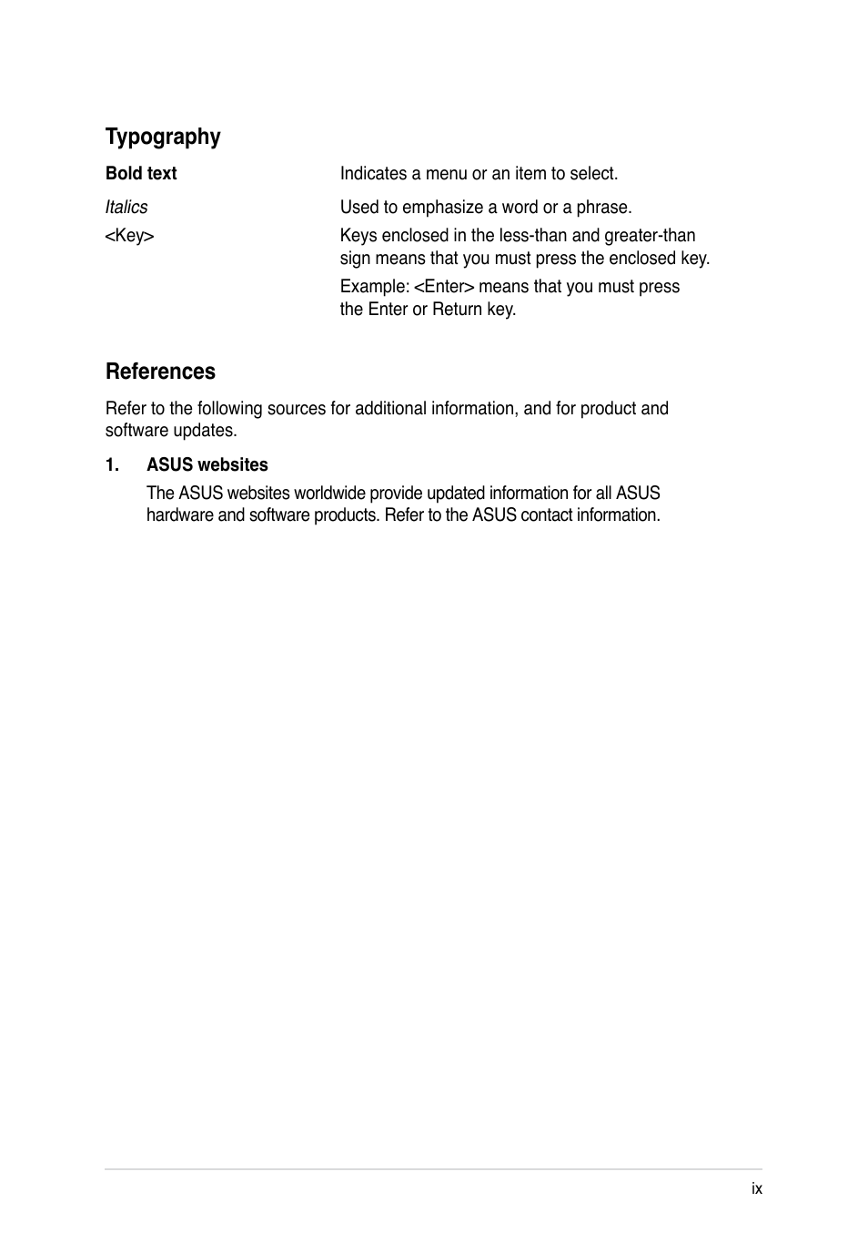 References, Typography | Asus Z5 User Manual | Page 9 / 50