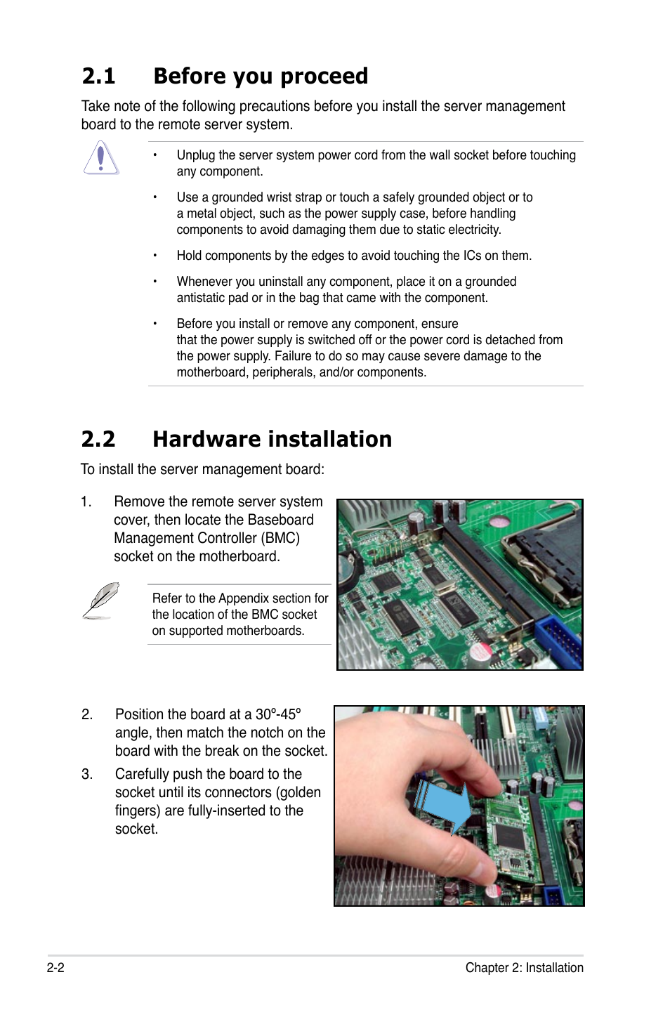 2 hardware installation, 1 before you proceed | Asus ASMB3 User Manual | Page 16 / 68