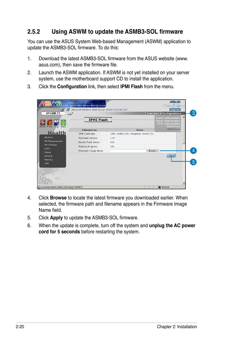 2 using aswm to update the asmb3-sol firmware | Asus ASMB3 User Manual | Page 34 / 68