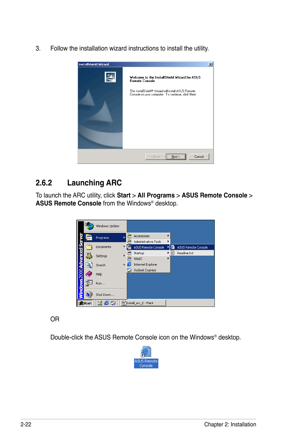 2 launching arc | Asus ASMB3 User Manual | Page 36 / 68