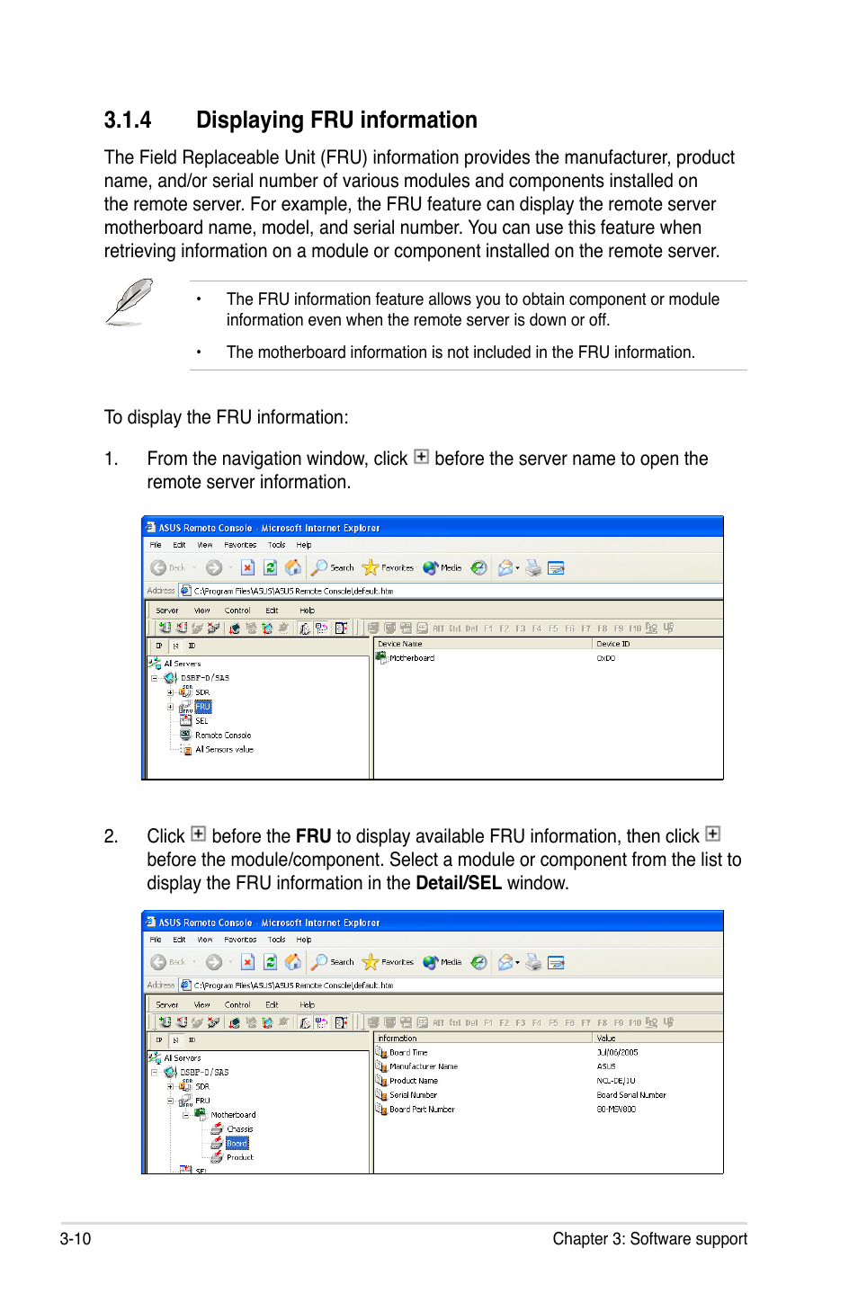 4 displaying fru information | Asus ASMB3 User Manual | Page 46 / 68