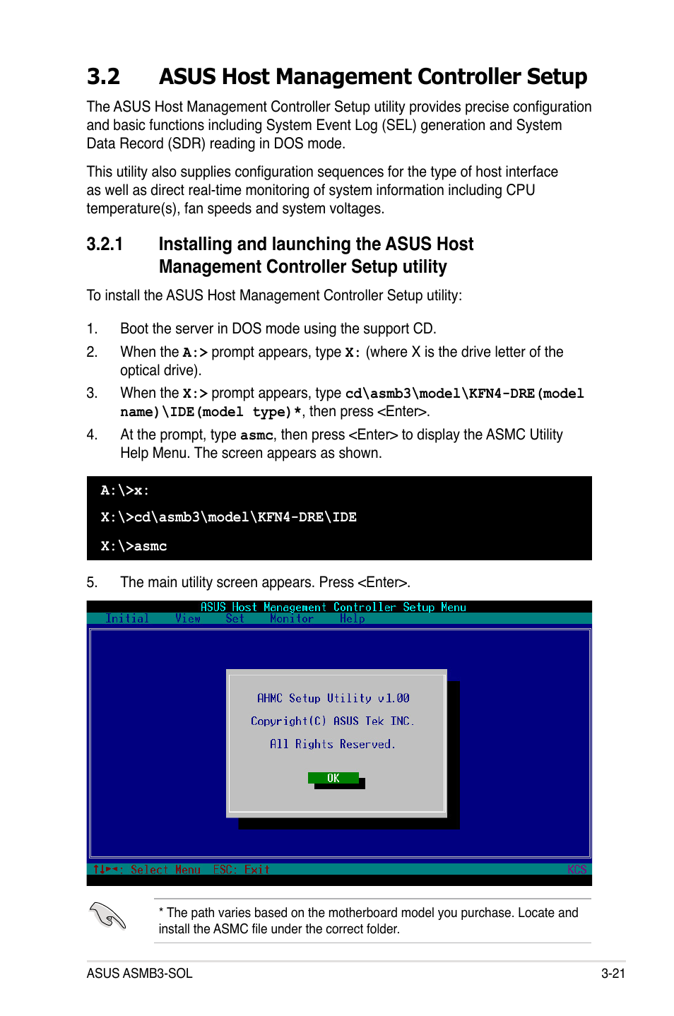 2 asus host management controller setup | Asus ASMB3 User Manual | Page 57 / 68