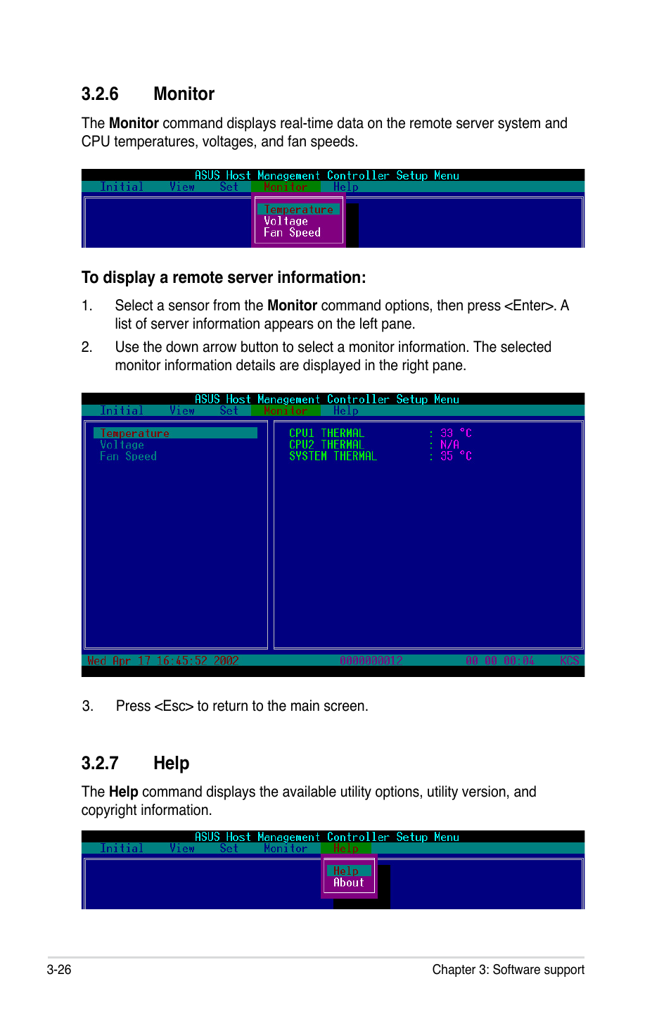 7 help, 6 monitor | Asus ASMB3 User Manual | Page 62 / 68