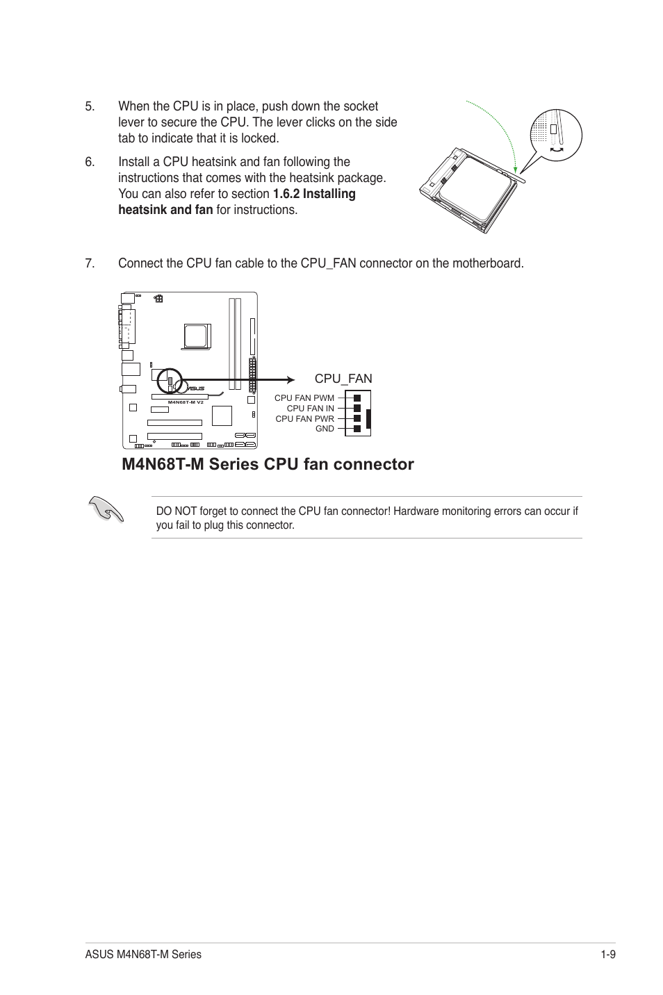 M4n68t-m series cpu fan connector | Asus M4N68T-M V2 User Manual | Page 19 / 66