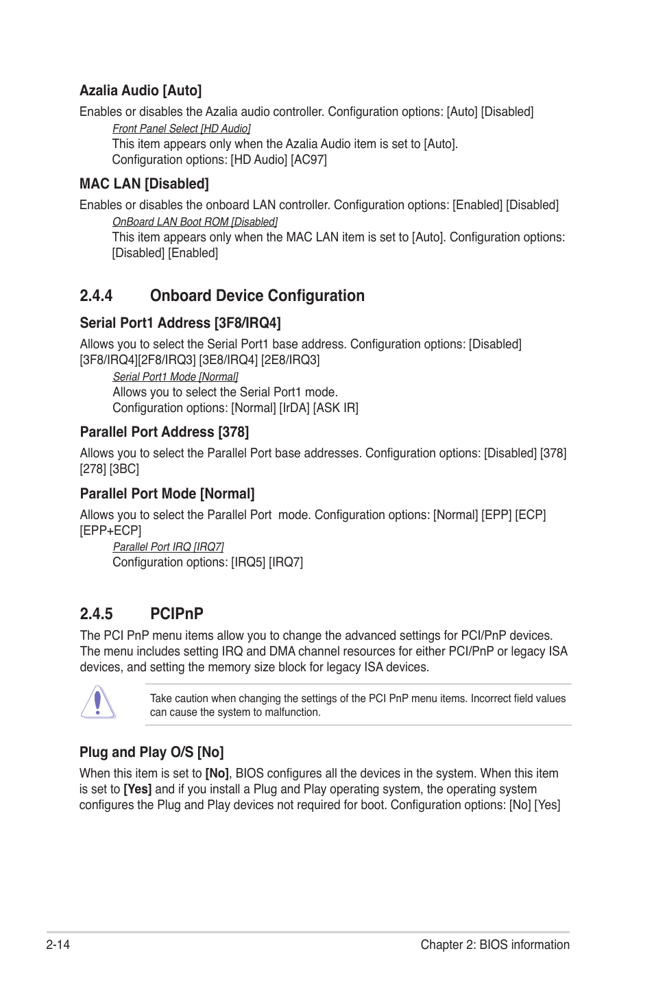 4 onboard device configuration, 5 pcipnp | Asus M4N68T-M V2 User Manual | Page 52 / 66