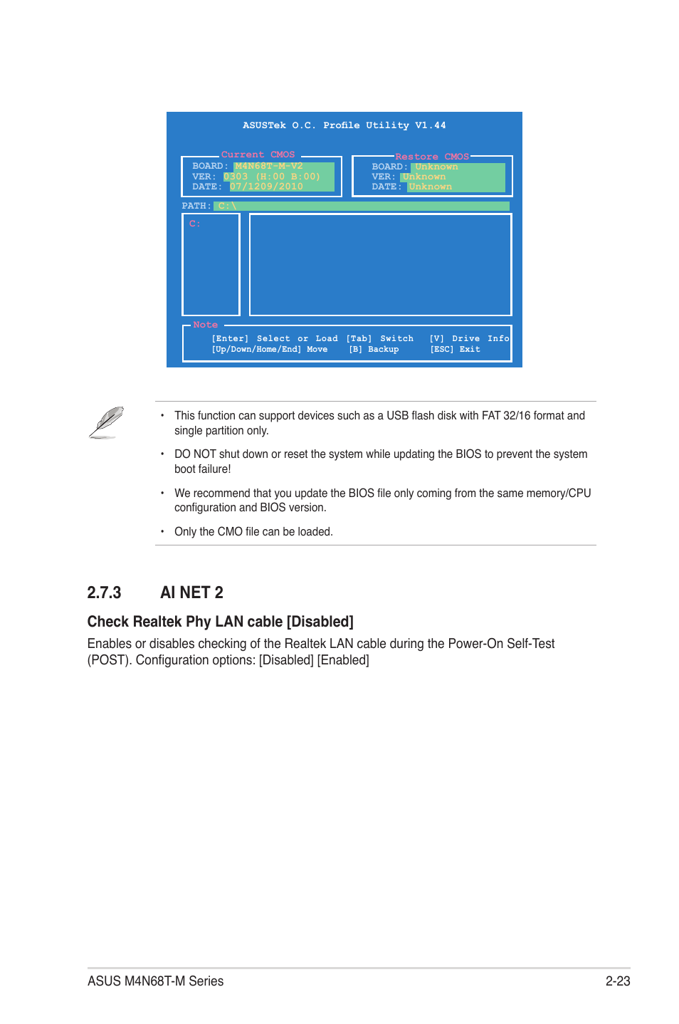 3 ai net 2, Check realtek phy lan cable [disabled | Asus M4N68T-M V2 User Manual | Page 61 / 66