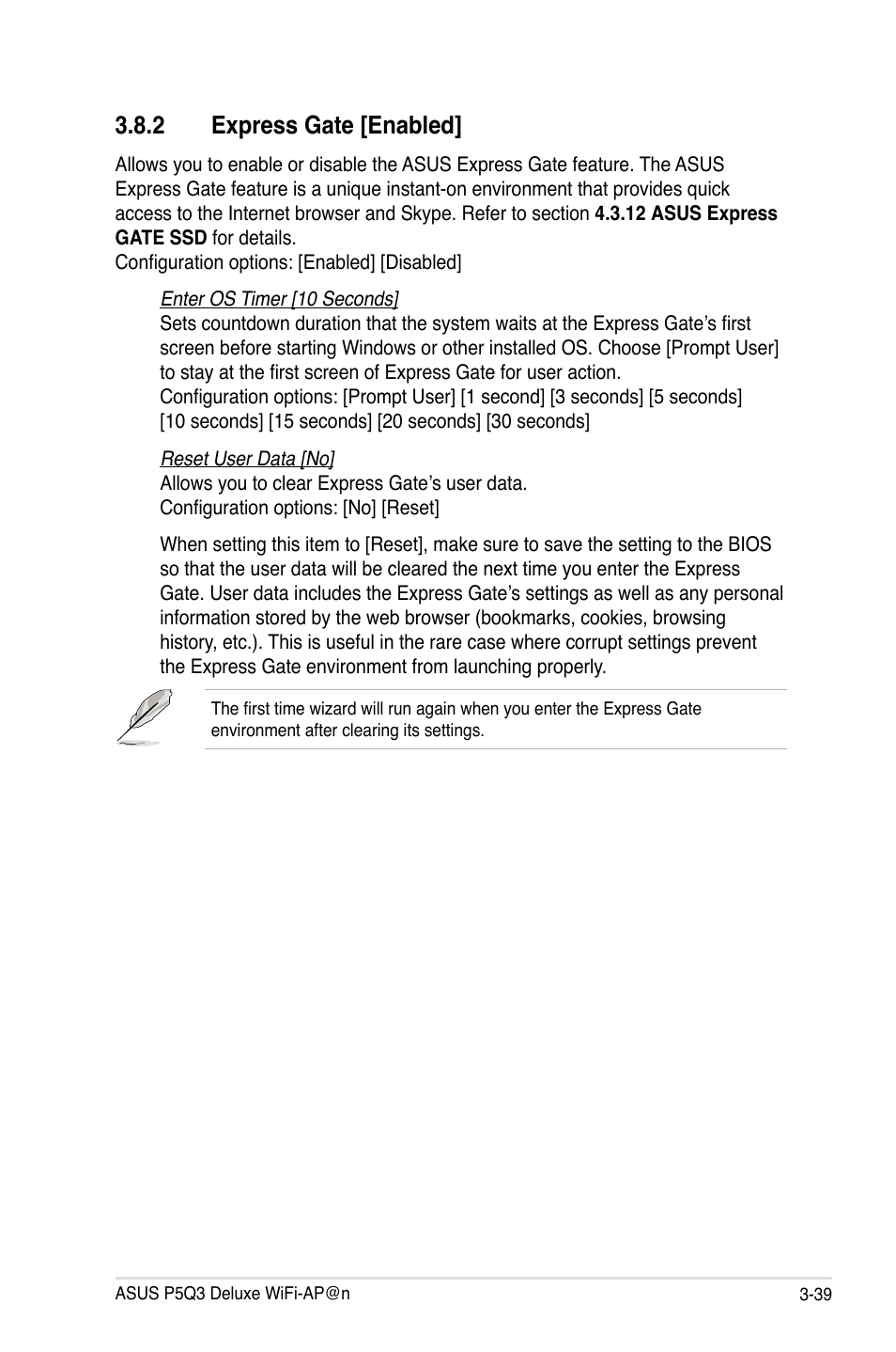 2 express gate [enabled, Express gate -39 | Asus P5Q3 Deluxe/WiFi-AP @n User Manual | Page 109 / 190