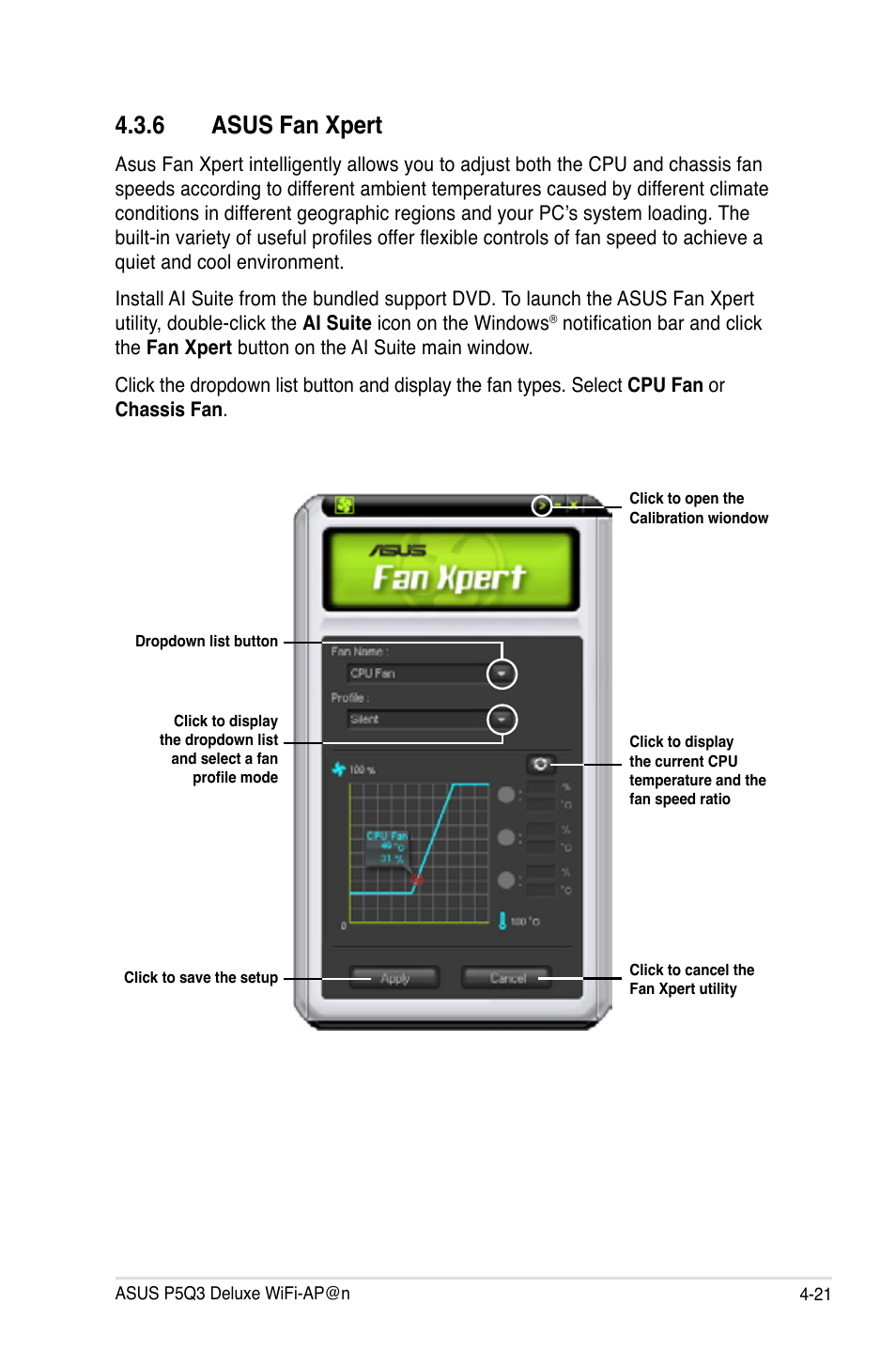 6 asus fan xpert, Asus fan xpert -21 | Asus P5Q3 Deluxe/WiFi-AP @n User Manual | Page 135 / 190