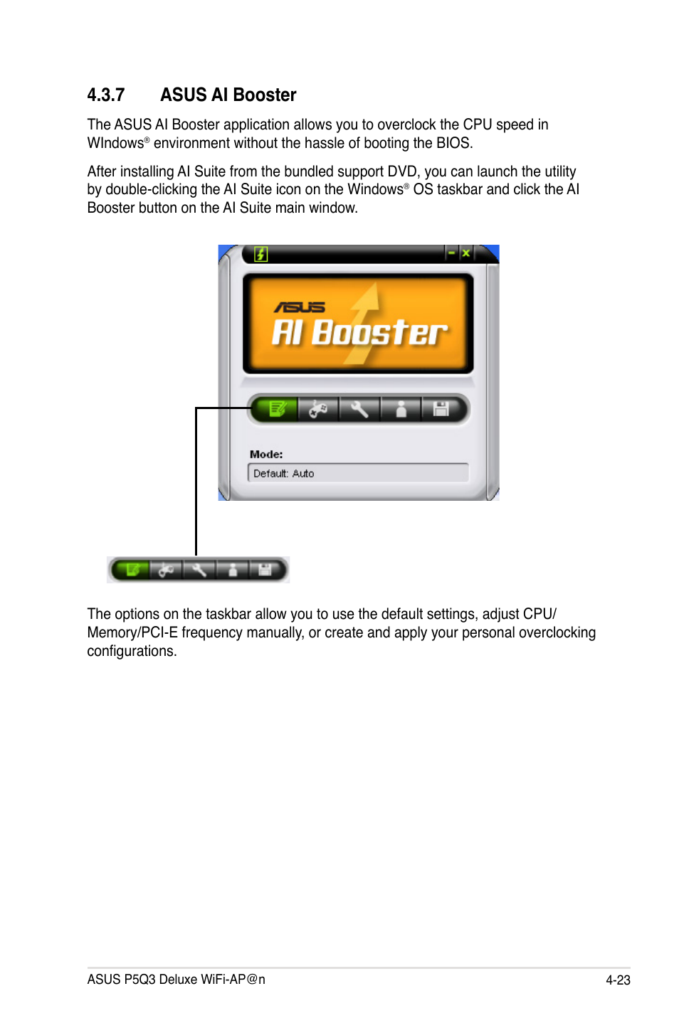 7 asus ai booster, Asus ai booster -23 | Asus P5Q3 Deluxe/WiFi-AP @n User Manual | Page 137 / 190