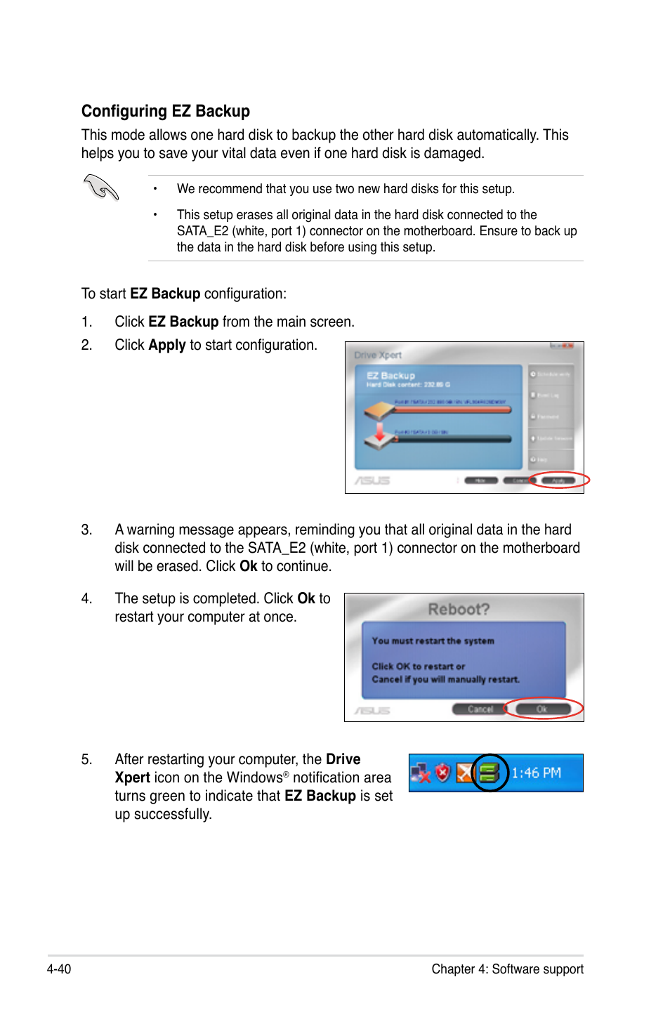 Configuring ez backup | Asus P5Q3 Deluxe/WiFi-AP @n User Manual | Page 154 / 190
