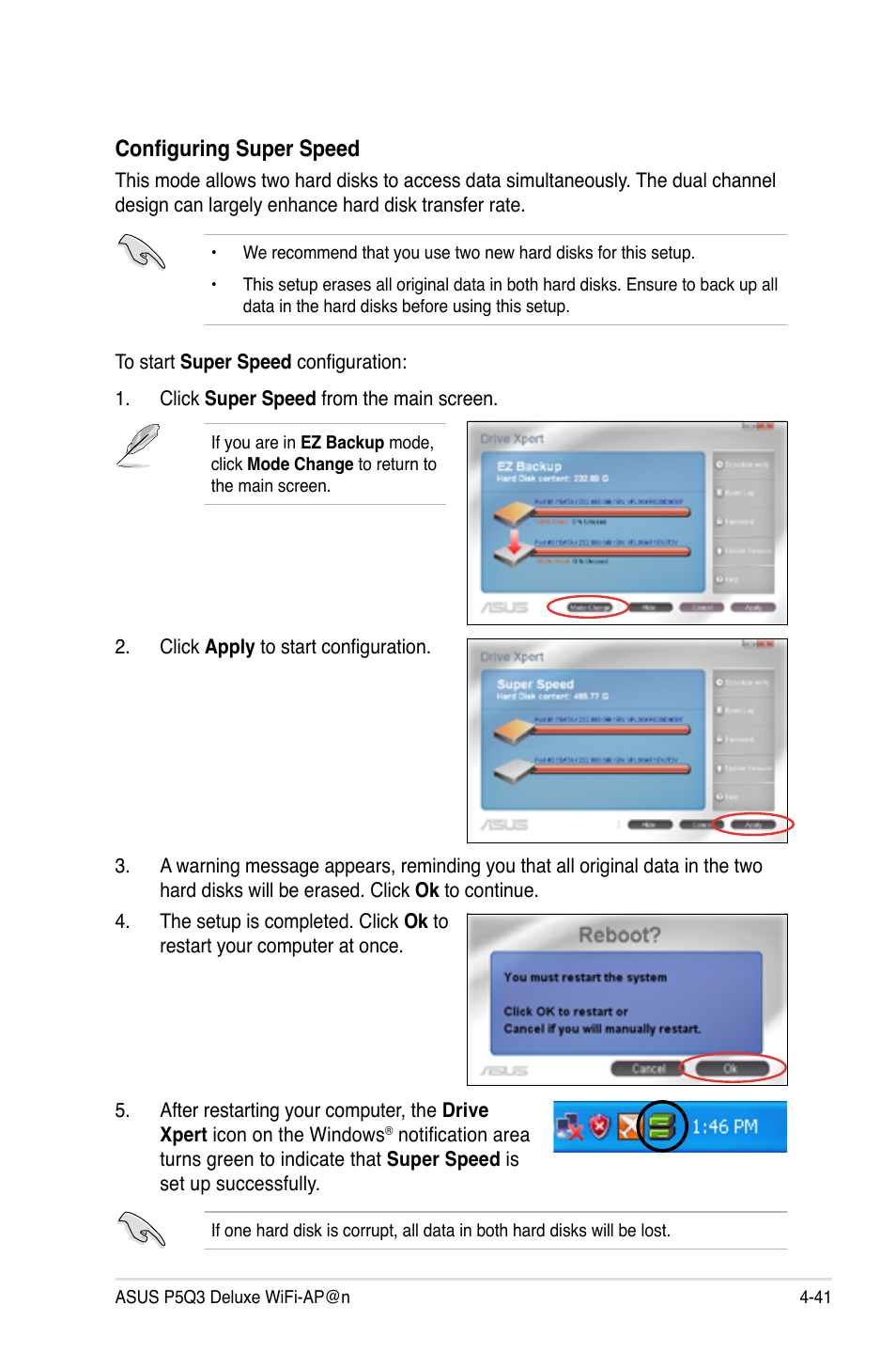 Configuring super speed | Asus P5Q3 Deluxe/WiFi-AP @n User Manual | Page 155 / 190