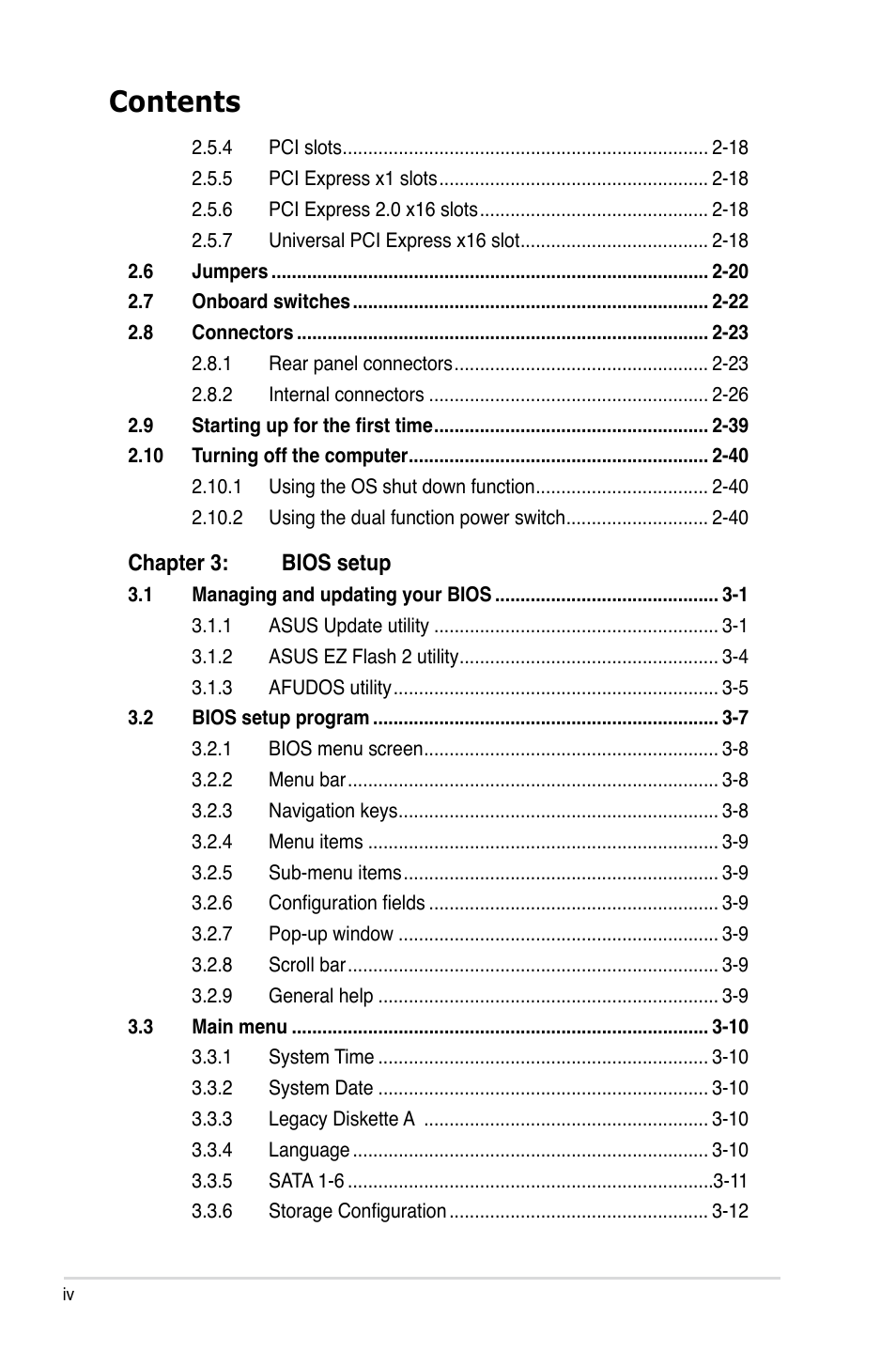Asus P5Q3 Deluxe/WiFi-AP @n User Manual | Page 4 / 190