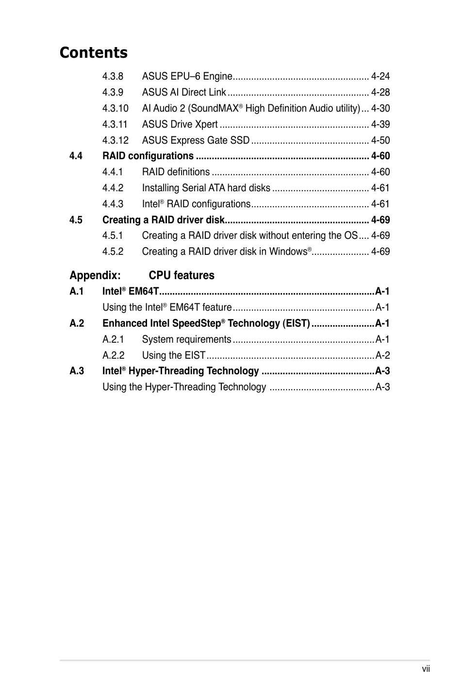Asus P5Q3 Deluxe/WiFi-AP @n User Manual | Page 7 / 190