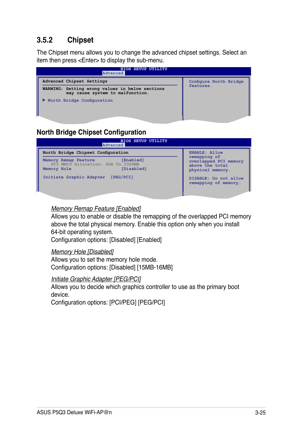 2 chipset, Chipset -25, North bridge chipset configuration | Asus P5Q3 Deluxe/WiFi-AP @n User Manual | Page 95 / 190