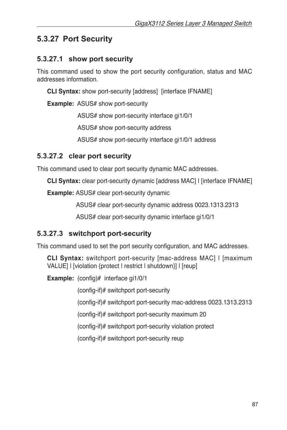 27 port security | Asus GigaX3112 User Manual | Page 100 / 118