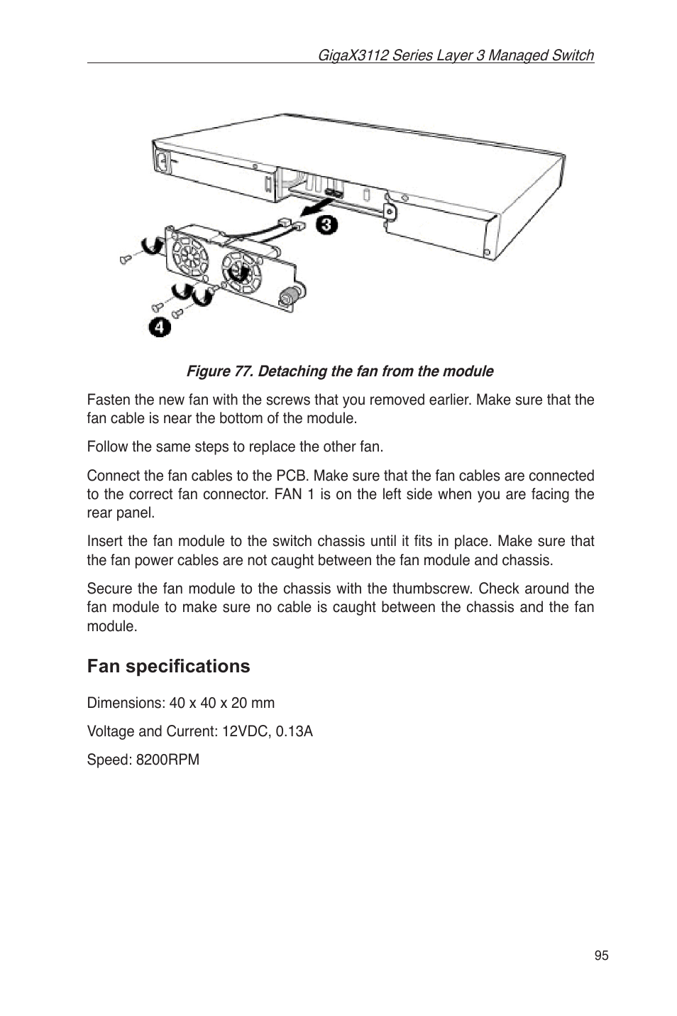 Fan speciﬁcations | Asus GigaX3112 User Manual | Page 108 / 118