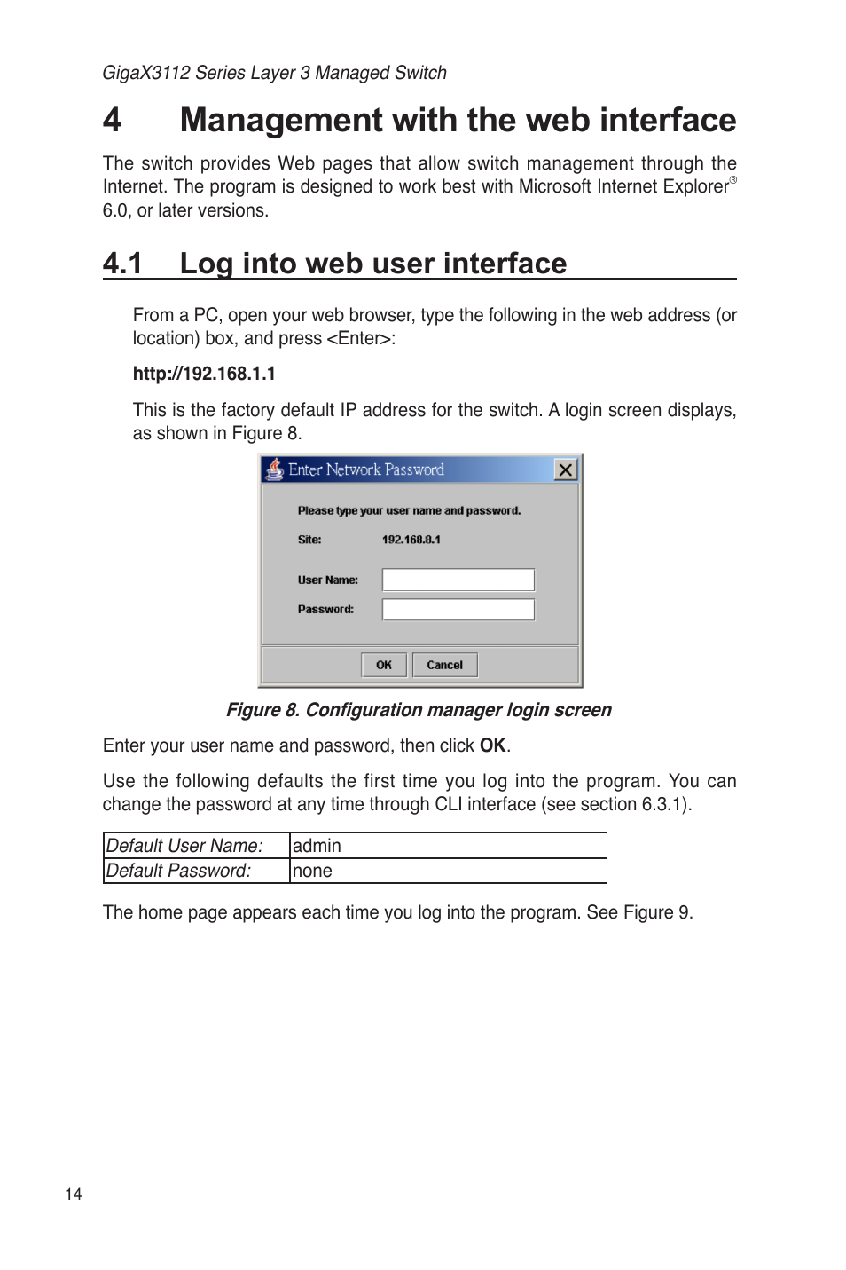 4 management with the web interface, 1 log into web user interface, 4management with the web interface | Asus GigaX3112 User Manual | Page 27 / 118