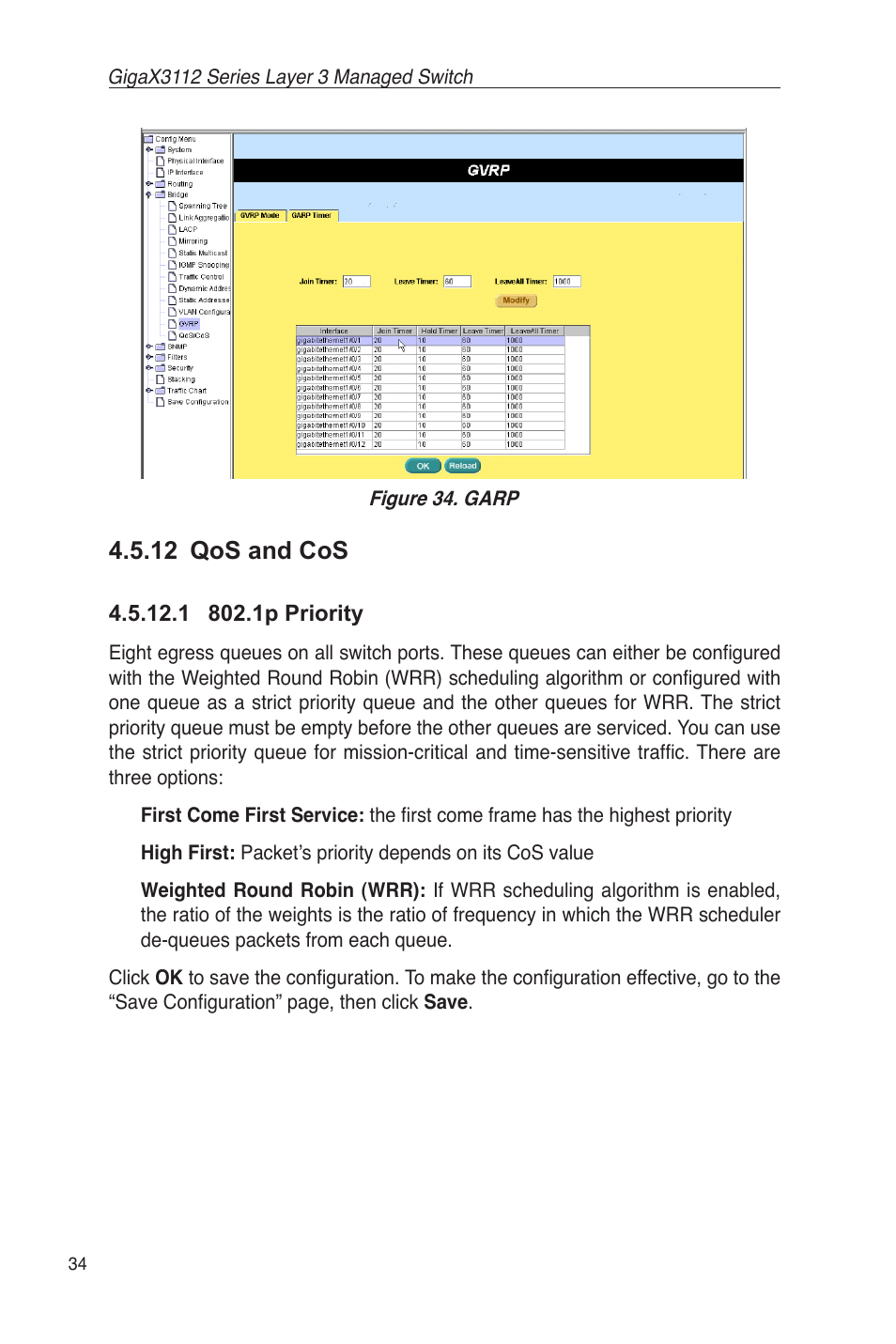 12 qos and cos, 1 802.1p priority | Asus GigaX3112 User Manual | Page 47 / 118