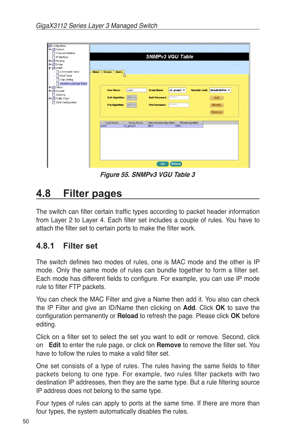 1 filter set, 8 filter pages | Asus GigaX3112 User Manual | Page 63 / 118