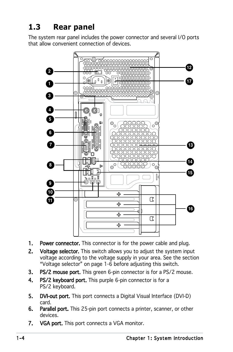 3 rear panel | Asus V3-M2A690G User Manual | Page 14 / 107