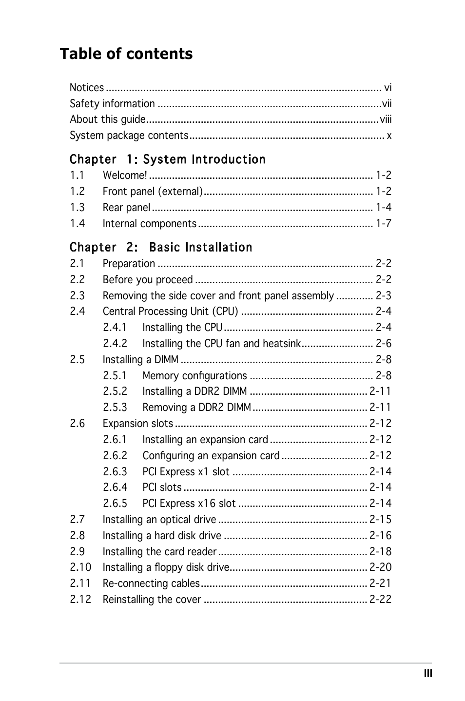 Asus V3-M2A690G User Manual | Page 3 / 107