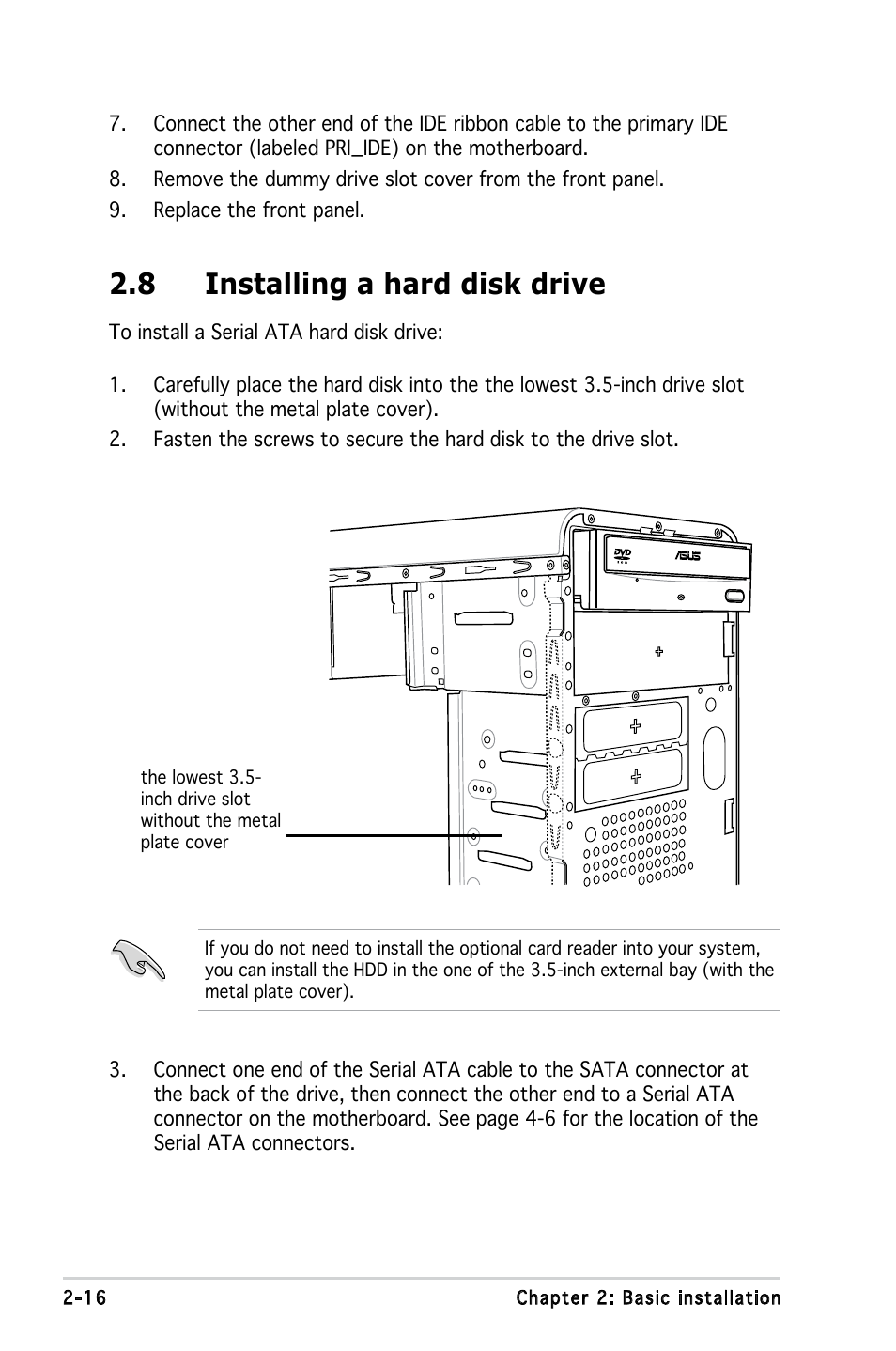 8 installing a hard disk drive | Asus V3-M2A690G User Manual | Page 34 / 107