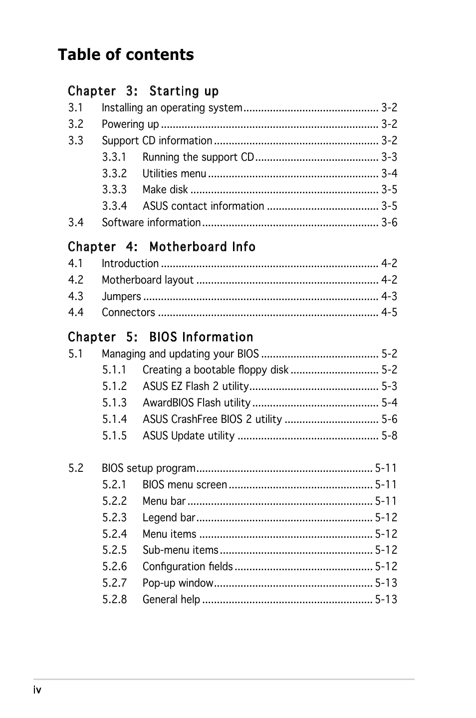 Asus V3-M2A690G User Manual | Page 4 / 107