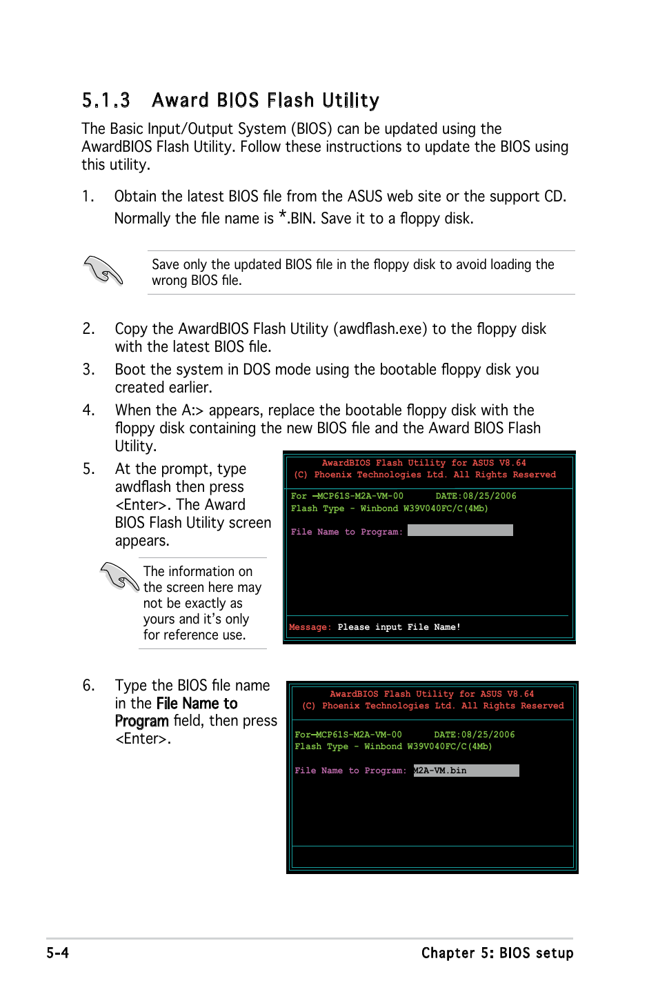 3 award bios flash utility | Asus V3-M2A690G User Manual | Page 72 / 107