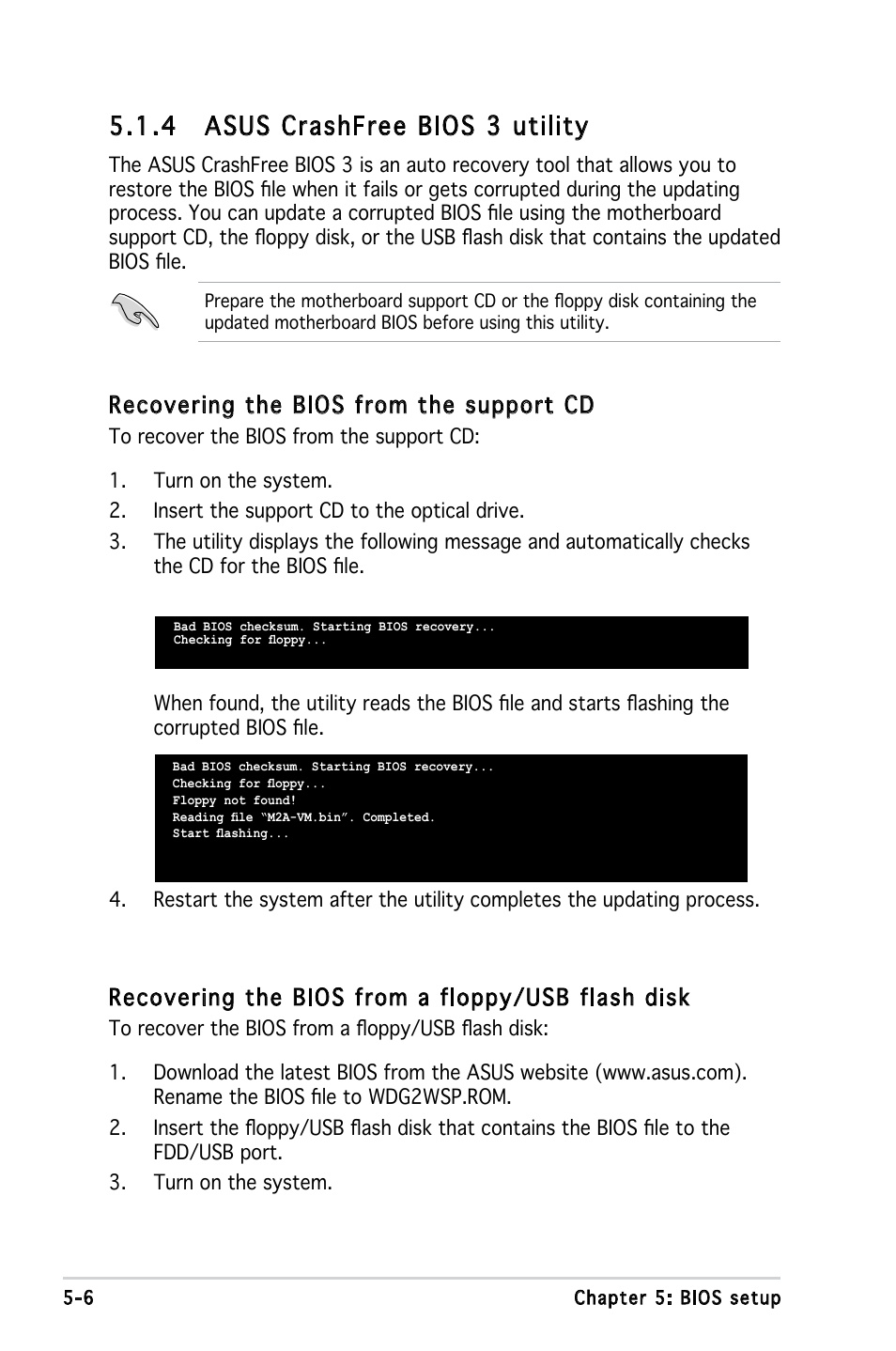 4 asus crashfree bios 3 utility, Recovering the bios from a floppy/usb flash disk, Recovering the bios from the support cd | Asus V3-M2A690G User Manual | Page 74 / 107