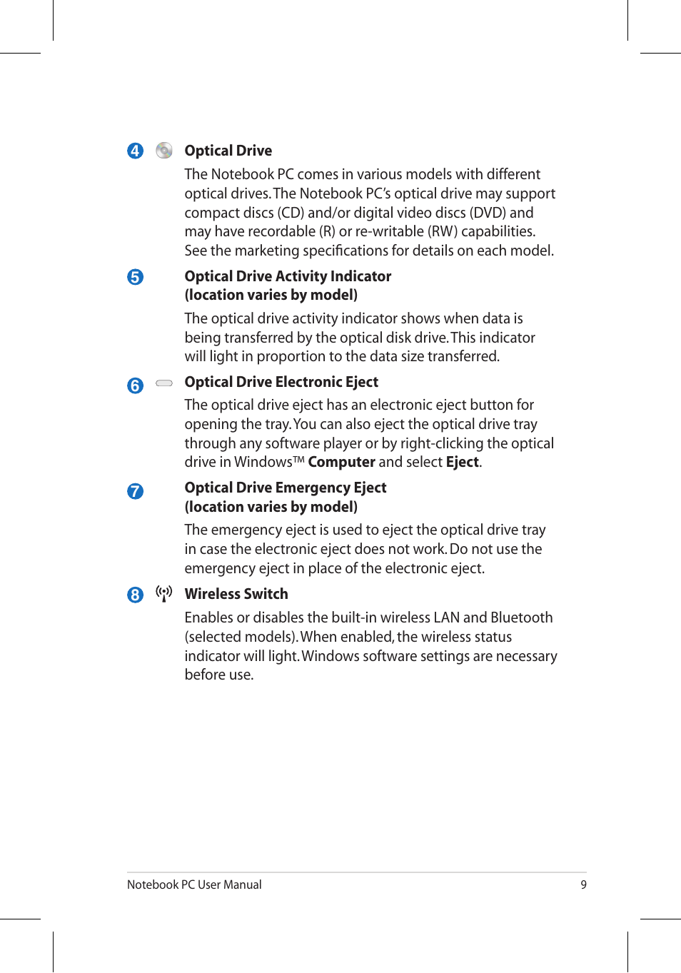 Asus N53Jq User Manual | Page 9 / 28