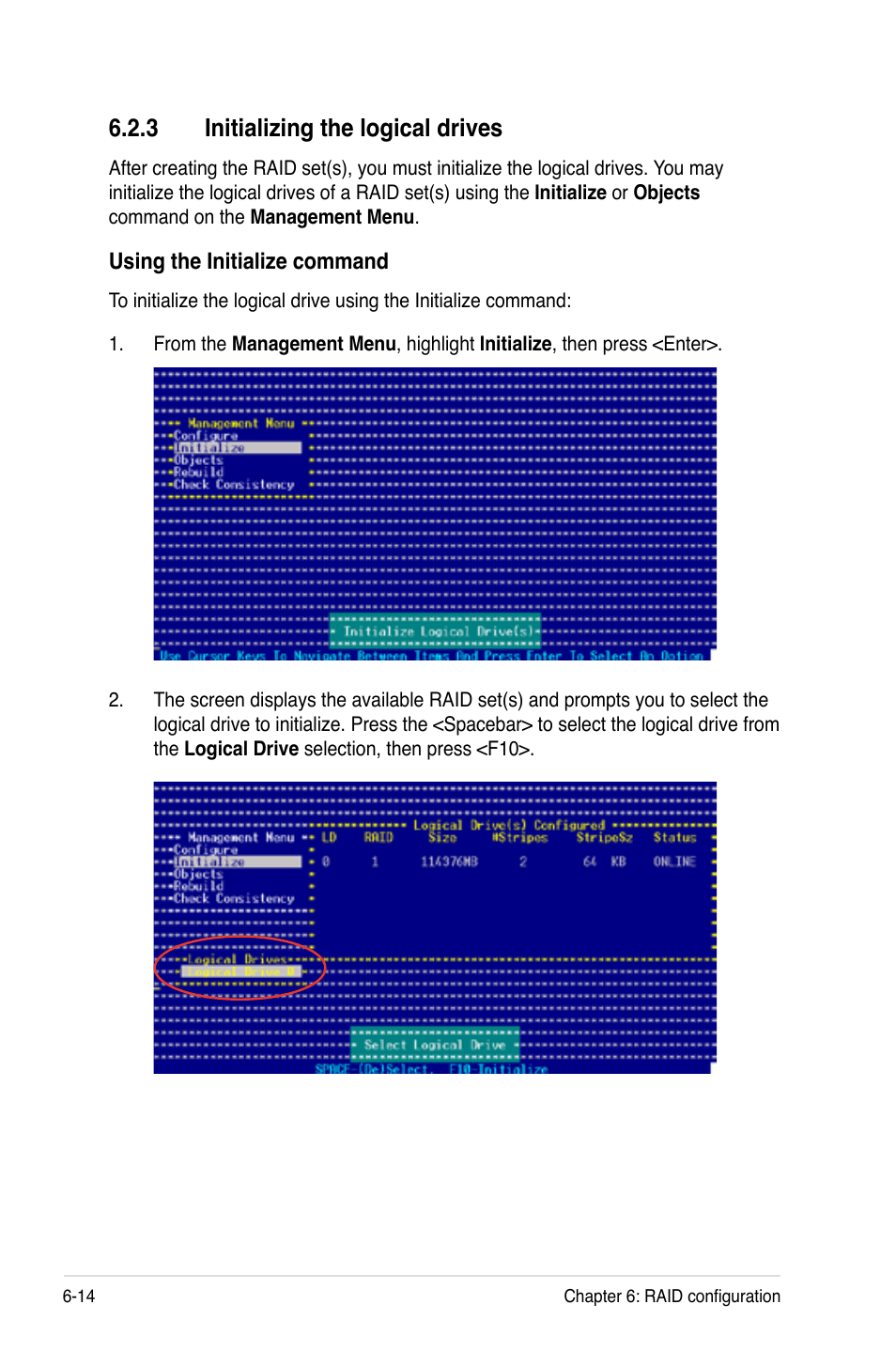 3 initializing the logical drives | Asus RS120-E4/PA2 User Manual | Page 120 / 166