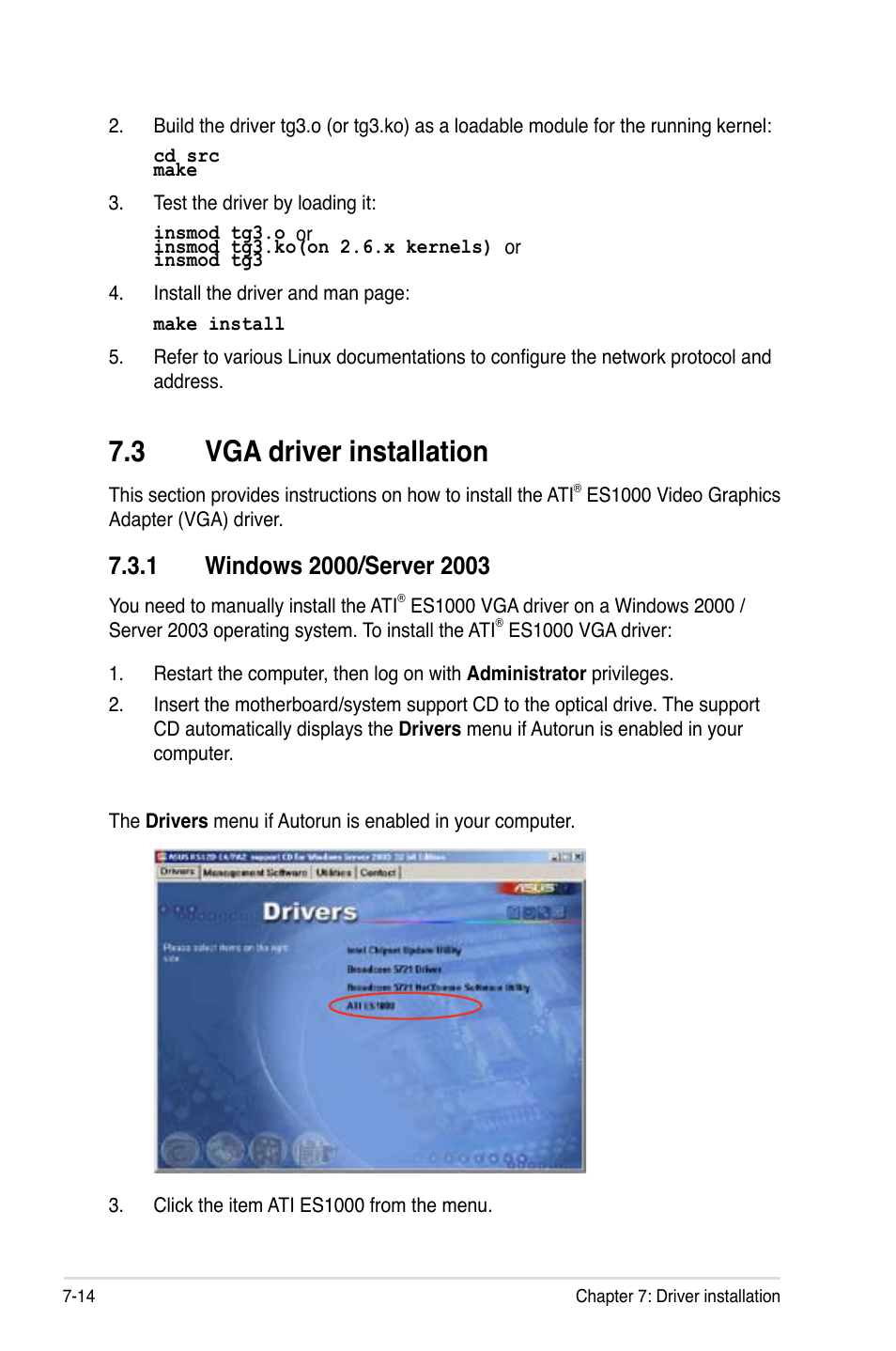 3 vga driver installation | Asus RS120-E4/PA2 User Manual | Page 154 / 166