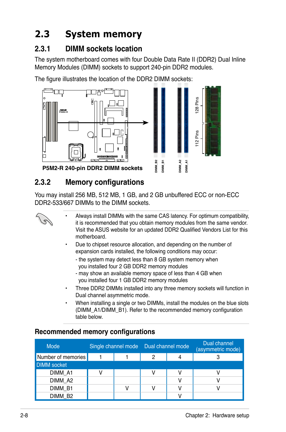 1 dimm sockets location | Asus RS120-E4/PA2 User Manual | Page 24 / 166