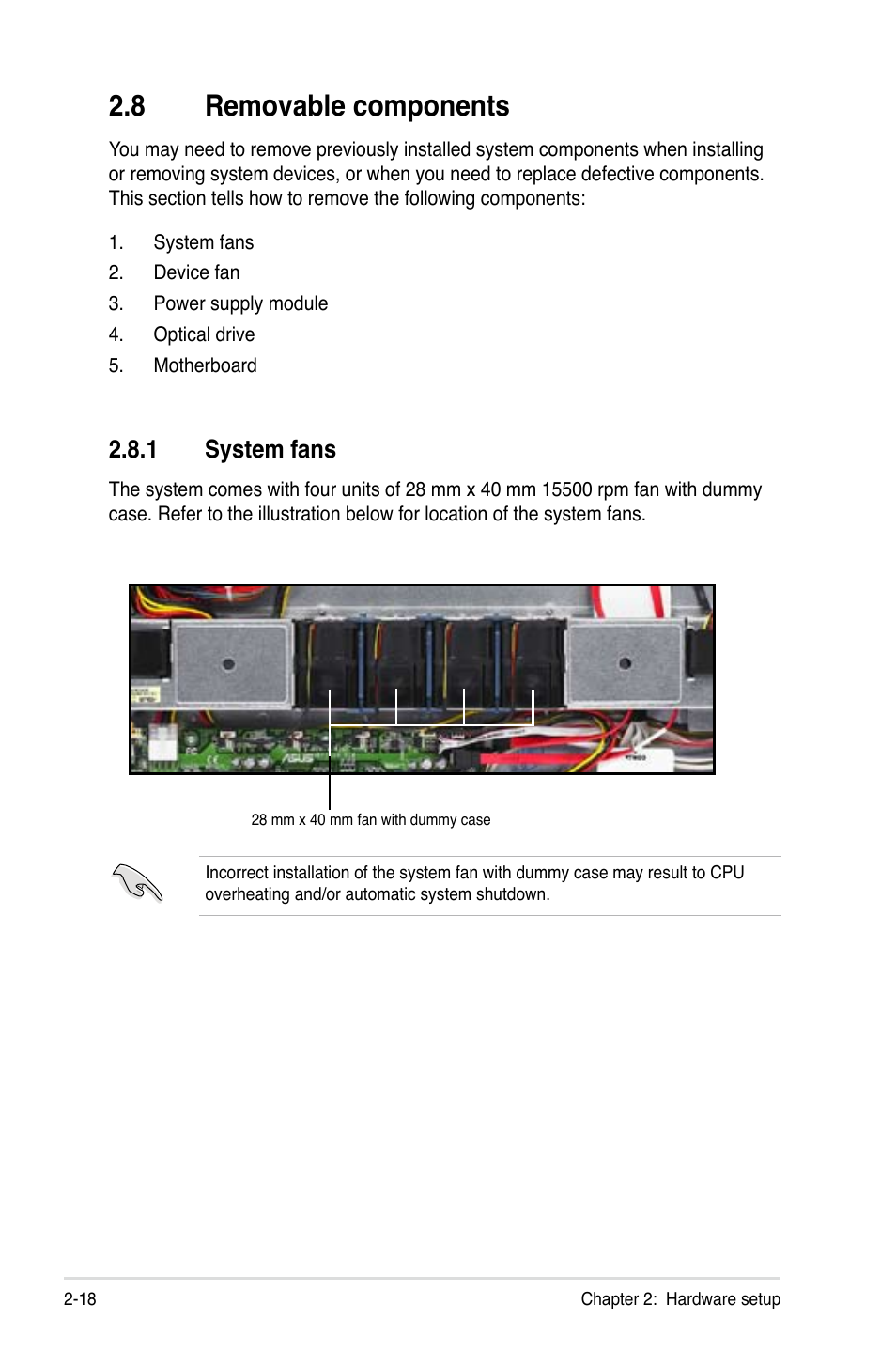 8 removable components, 1 system fans | Asus RS120-E4/PA2 User Manual | Page 34 / 166