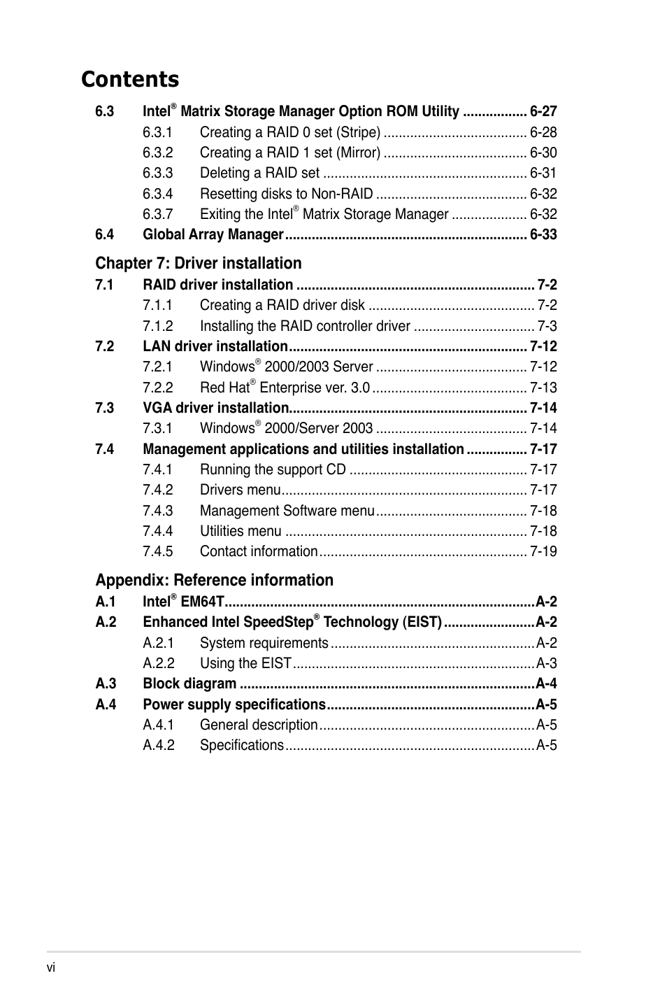 Asus RS120-E4/PA2 User Manual | Page 6 / 166