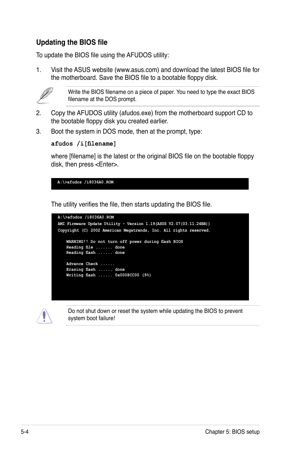 Updating the bios file | Asus RS120-E4/PA2 User Manual | Page 68 / 166