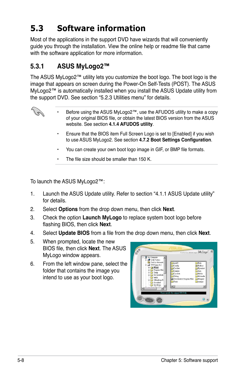 3 software information, 1 asus mylogo2 | Asus P5Q SE/R User Manual | Page 114 / 150