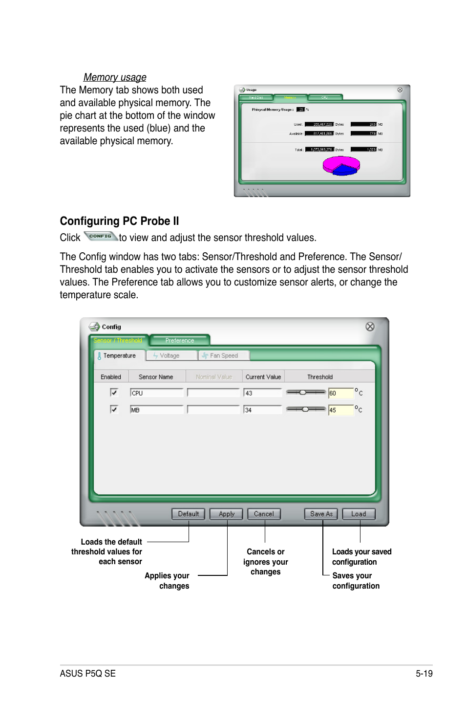 Configuring pc probe ii | Asus P5Q SE/R User Manual | Page 125 / 150